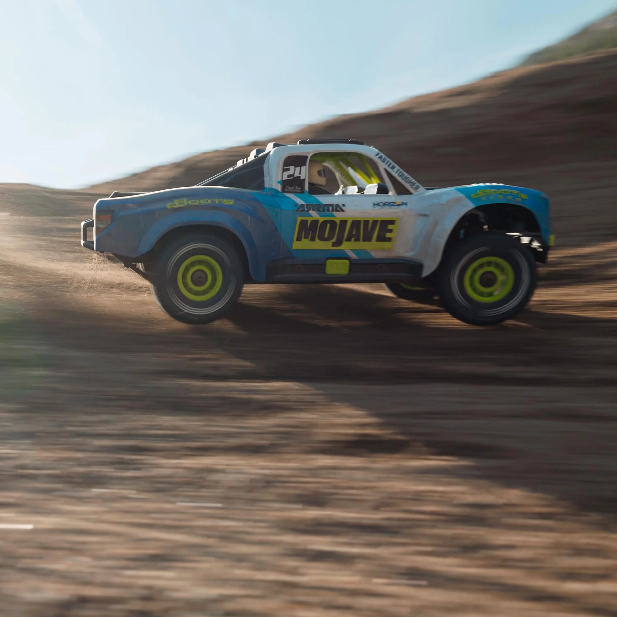 ARRMA RC Truck Mojave GROM 4x4 Smart Small Scale Desert Truck, RTR (z baterią i ładowarką w zestawie) niebieski/biały ARA2104T2