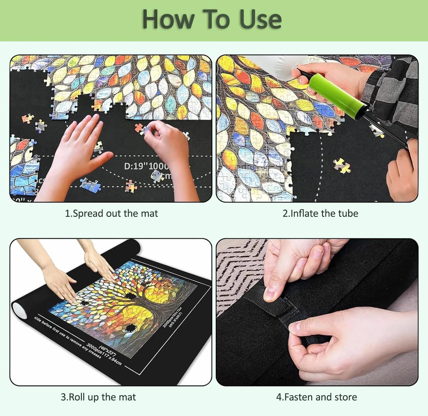 Maty Puzzle - Mata Puzzle 1000 1500 2000 3000 elementów, przenośna mata Puzzles, mata do przechowywania w rolce Puzzle Carpet, praktyczny dodatek do przechowywania puzzli