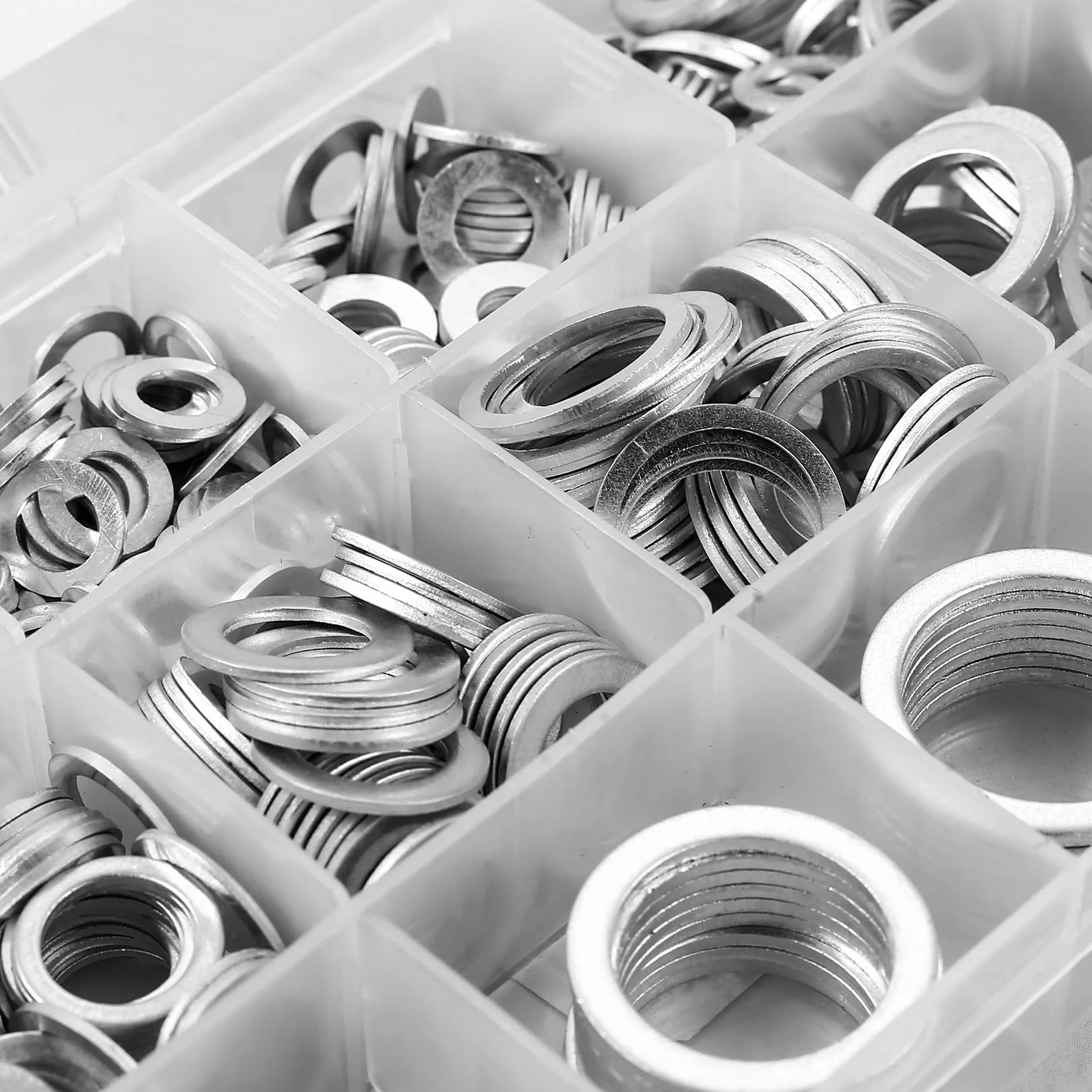 Zestaw 510 pierścieni uszczelniających, korek spustowy oleju, metalowe podkładki z aluminium, asortyment pierścieni mocujących, zestaw uszczelek płaskich, M5, M6, M8, M10, M12, M14, M16, M18, M20, M22