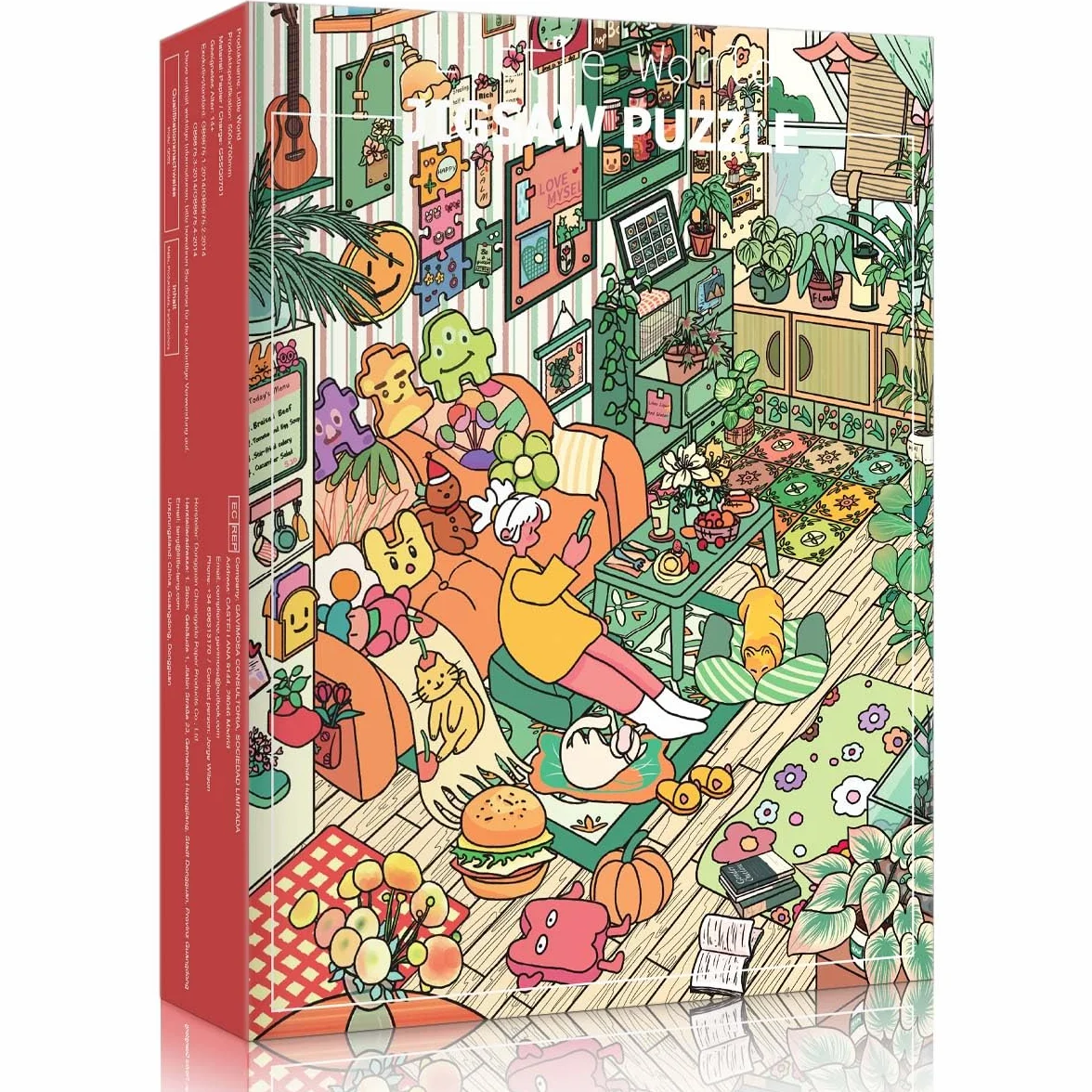 HUADADA Puzzle 1000 elementów, 1000 elementów, dla dorosłych, interaktywne puzzle rodzinne, klasyczne, na prezent, przytulny, mały świat