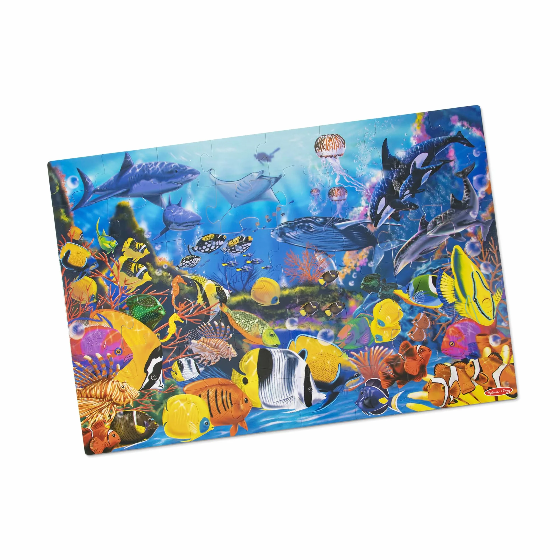 Melissa & Doug Underwater Ocean Floor Puzzle (48 pcs, 2 x 3 feet) Toddler Floor Puzzle, Ocean Animals Puzzle for Kids 3+ - FSC-Certified Materials