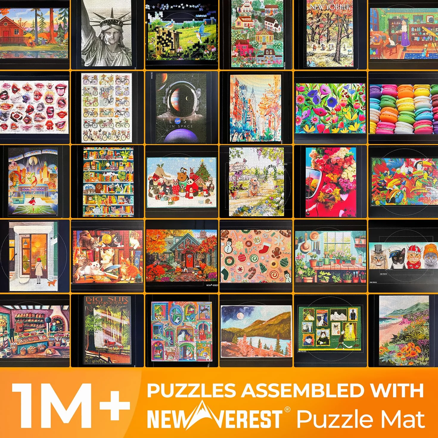 Oryginalna mata do puzzli Newverest zwijana, przenośna podkładka oszczędzająca z antypoślizgowym gumowym spodem i gładką górą, 3 tacami do sortowania puzzli i przyjazną w podróży torbą do