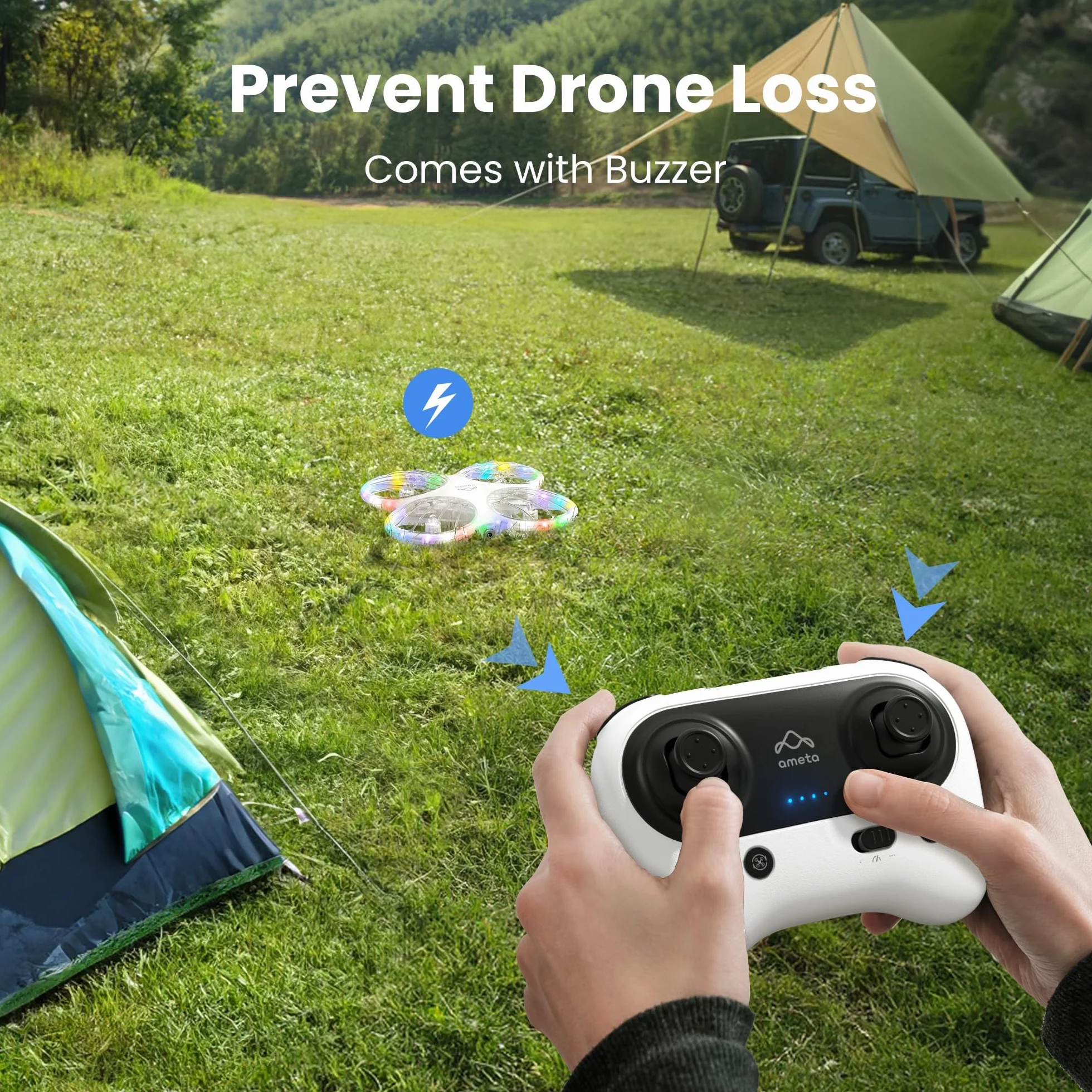 Ameta RC Dron dla Dzieci i Dorosłych z Kamerą 1080P HD FPV, Fajne Zabawki dla Chłopców i Dziewczynek, Hobbystyczny Quadcopter RC z Fajnym Oświetleniem LED, Morpho Drone z Kamerą