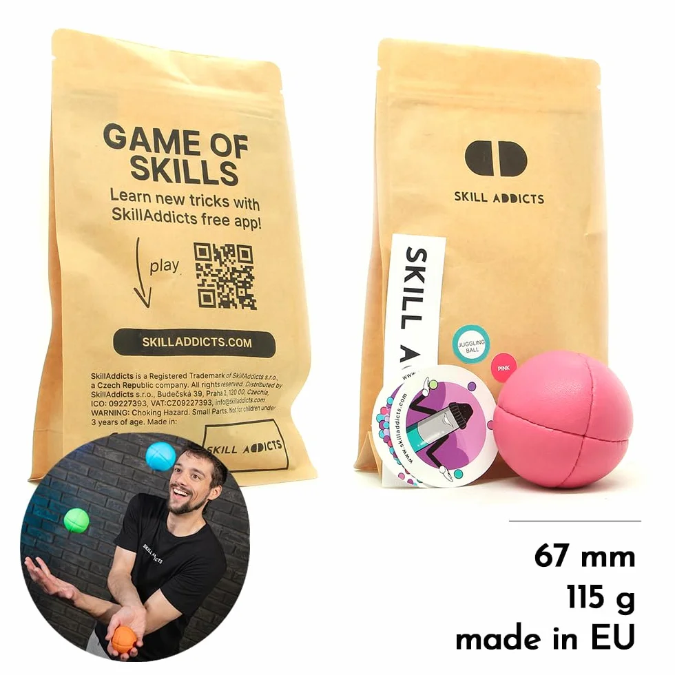 Infinity Juggling Ball - różowa (ręcznie wykonana w UE, używana przez Pro Jugglers, zawiera aplikację do nauki sztuczek)