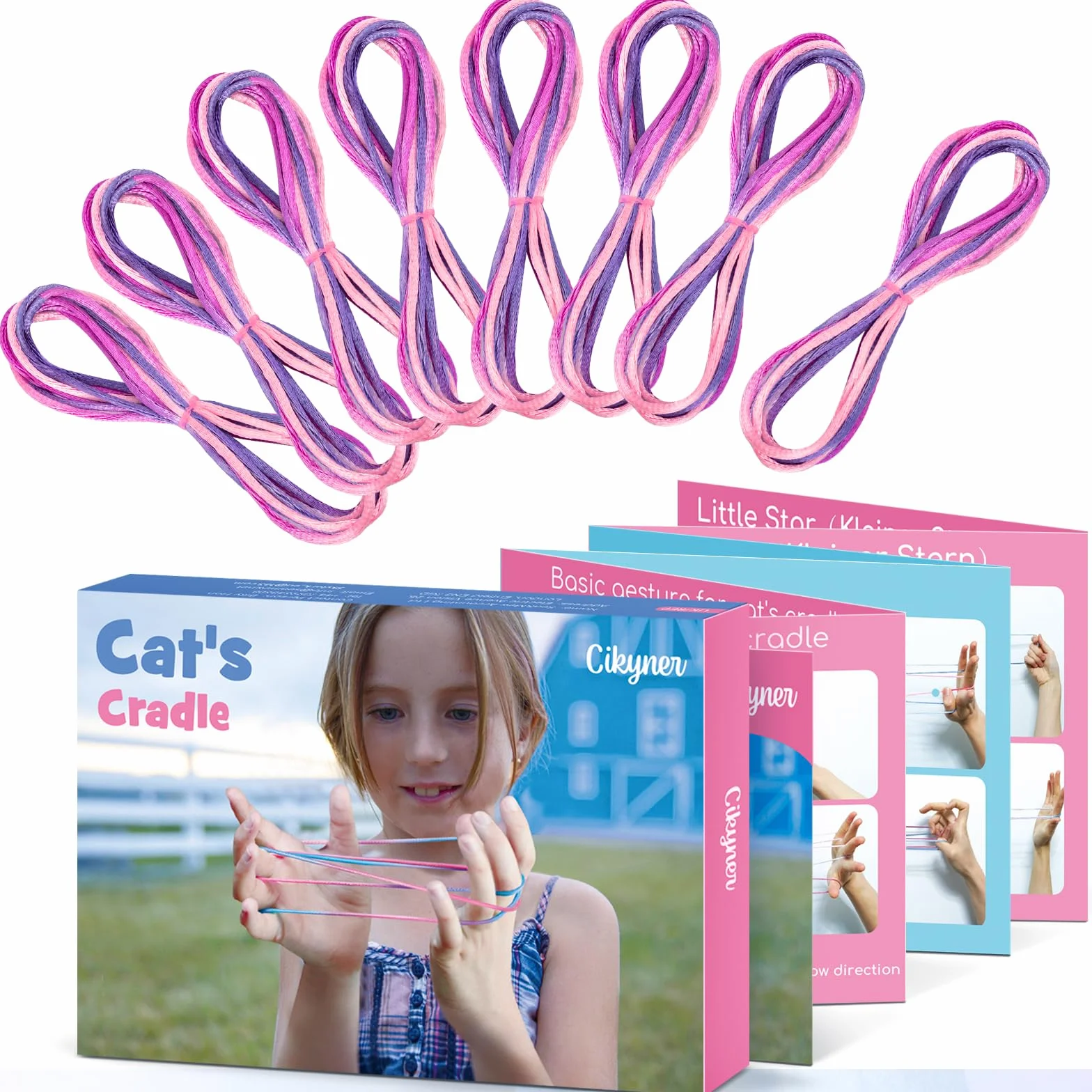 Cikyner Finger Twist 8 sztuk gier na palce 2 m średnica 2 mm poliester fioletowy