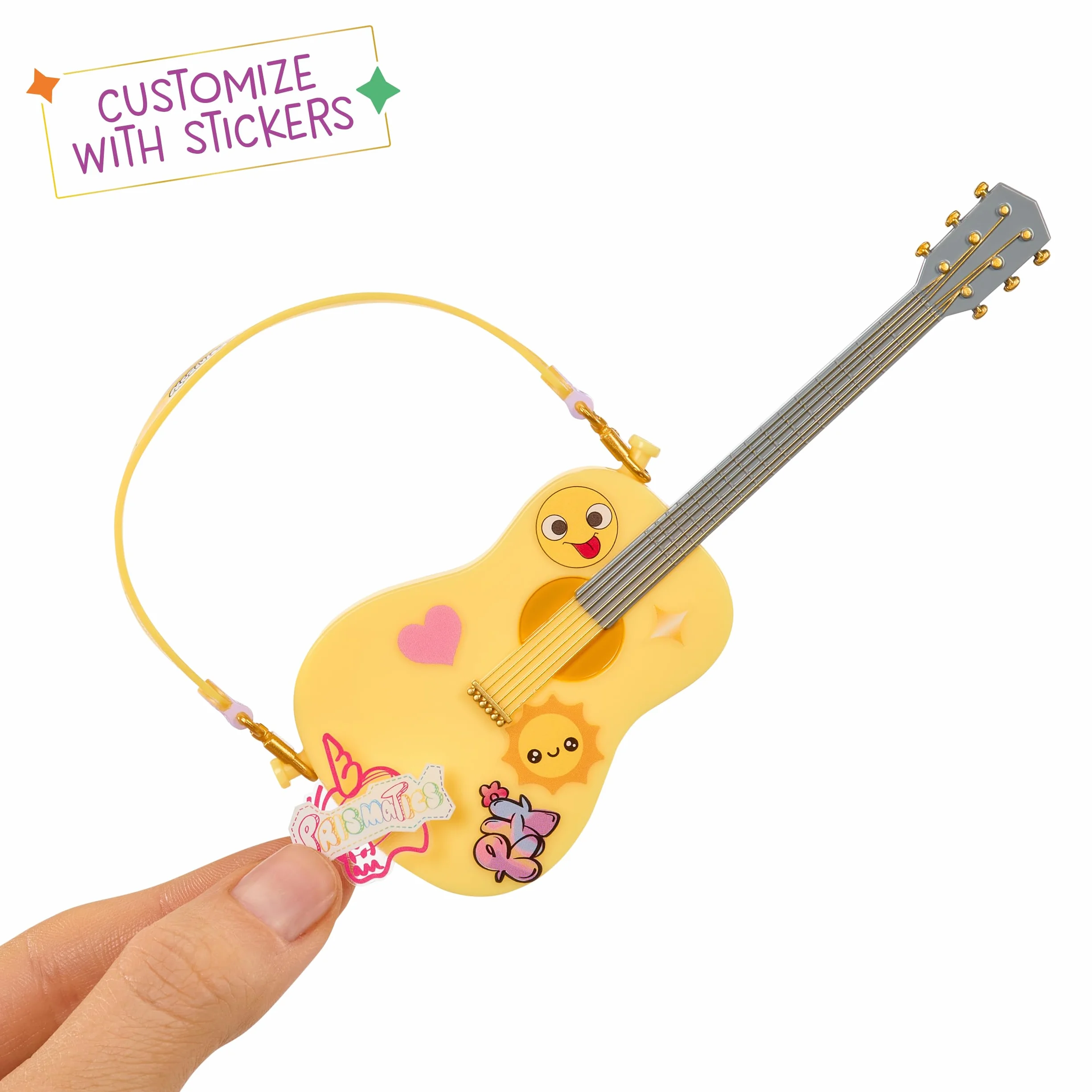 Rainbow High Junior High Rock Band - Sunny, Żółta - 23 cm Modna Lalka z Gitarą. Możliwość Personalizacji za Pomocą Naklejek, Przegubowa. Zabawka dla Dzieci od 4. Roku Życia