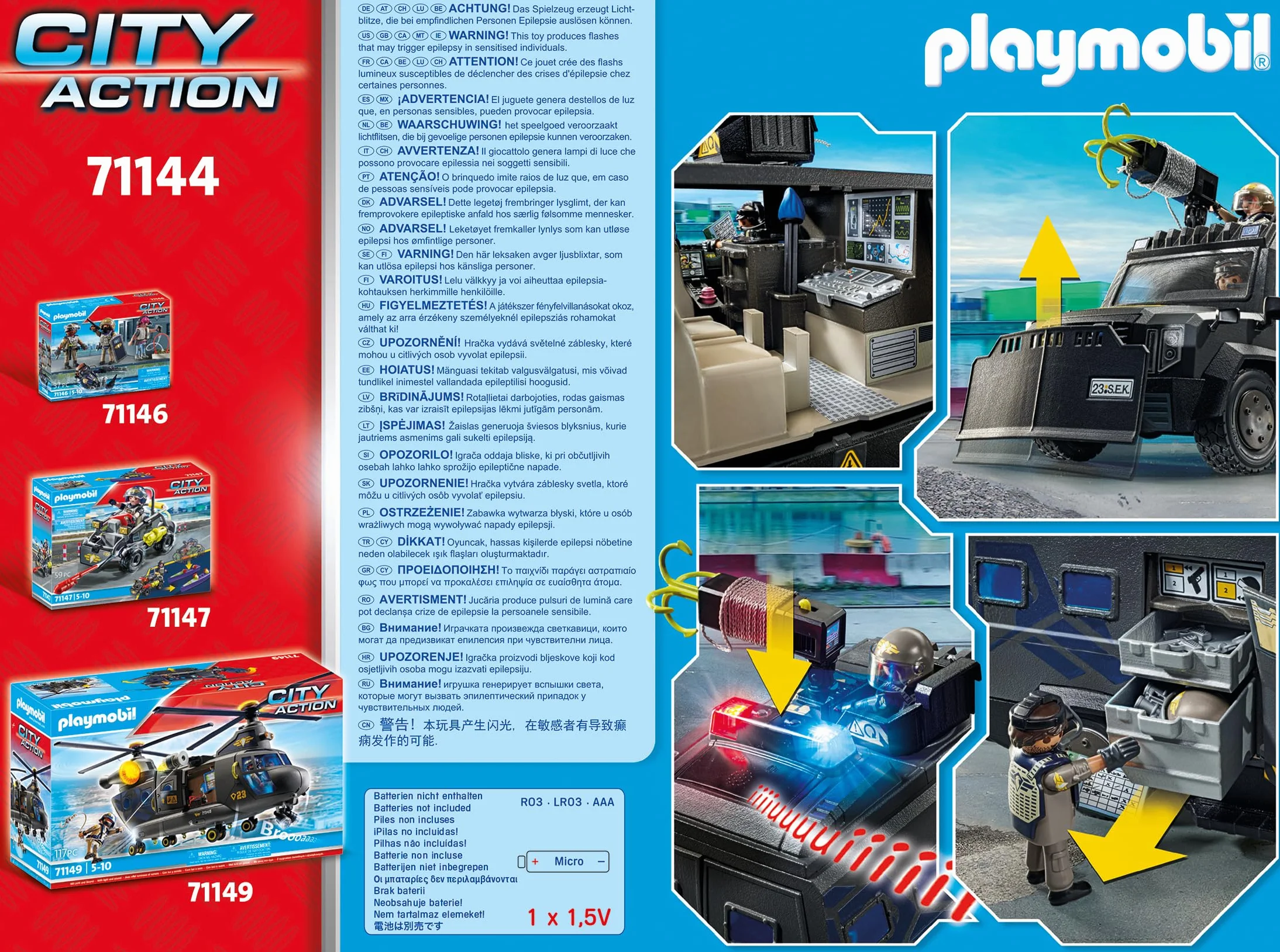 PLAYMOBIL 71144 City Action Pojazd terenowy jednostki specjalnej, nowoczesny pojazd terenowy do akcji specjalnych ze światłem i dźwiękiem, od 5 lat