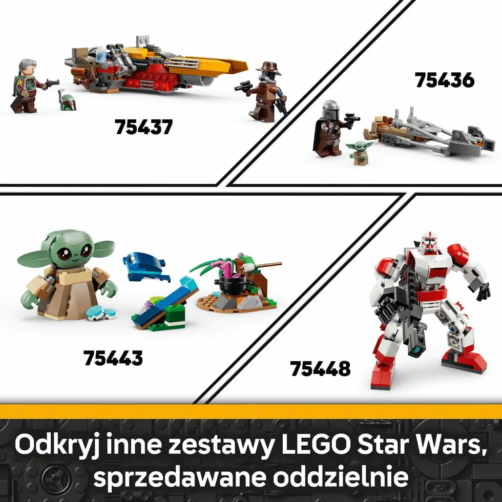 LEGO Star Wars Oblężenie Mandalory — zestaw bitewny, zabawka dla dzieci, klocki dla 6-latka z czterema minifigurkami i śmigaczem, pomysł na prezent dla chłopców i dziewczynek w wieku od 6 lat 75449