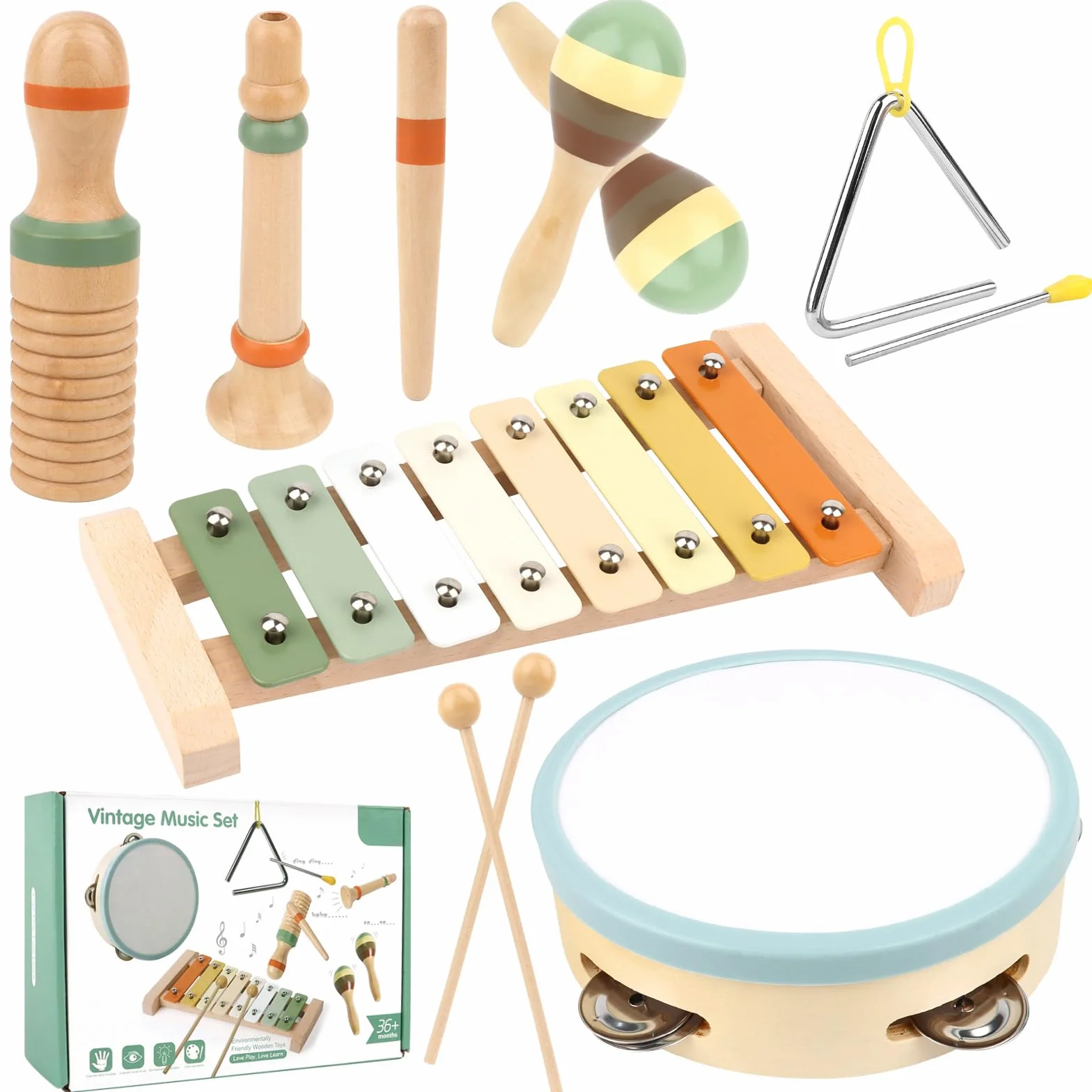 Instrumenty muzyczne dla dzieci od 3 lat, drewniana zabawka dla niemowląt, perkusja dla dzieci, drewniana zabawka bębna ksylofonów dla dzieci, zabawka muzyczna z torbą do przechowywania dla chłopców i
