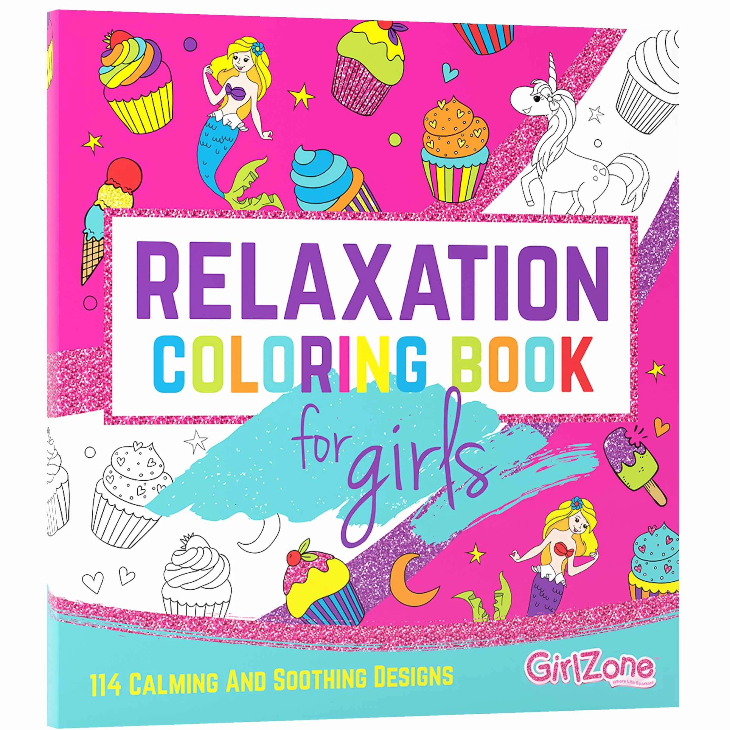 GirlZone Kolorowanka Zen Relaks 114 ilustracji Antystres Prezent dla dzieci 4-11 lat