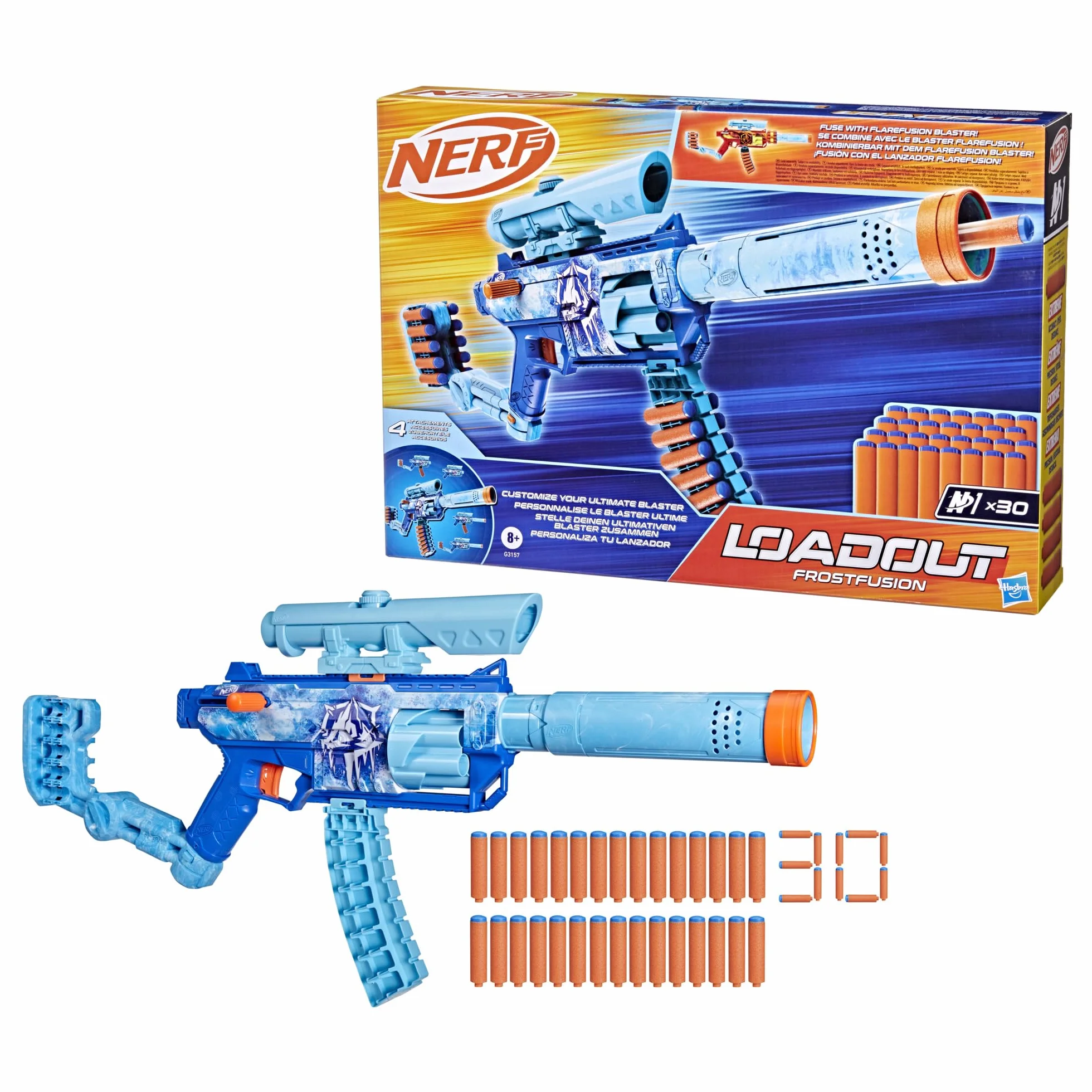 Nerf Wyrzutnia Loadout FrostFusion i 30 Strzałek N1