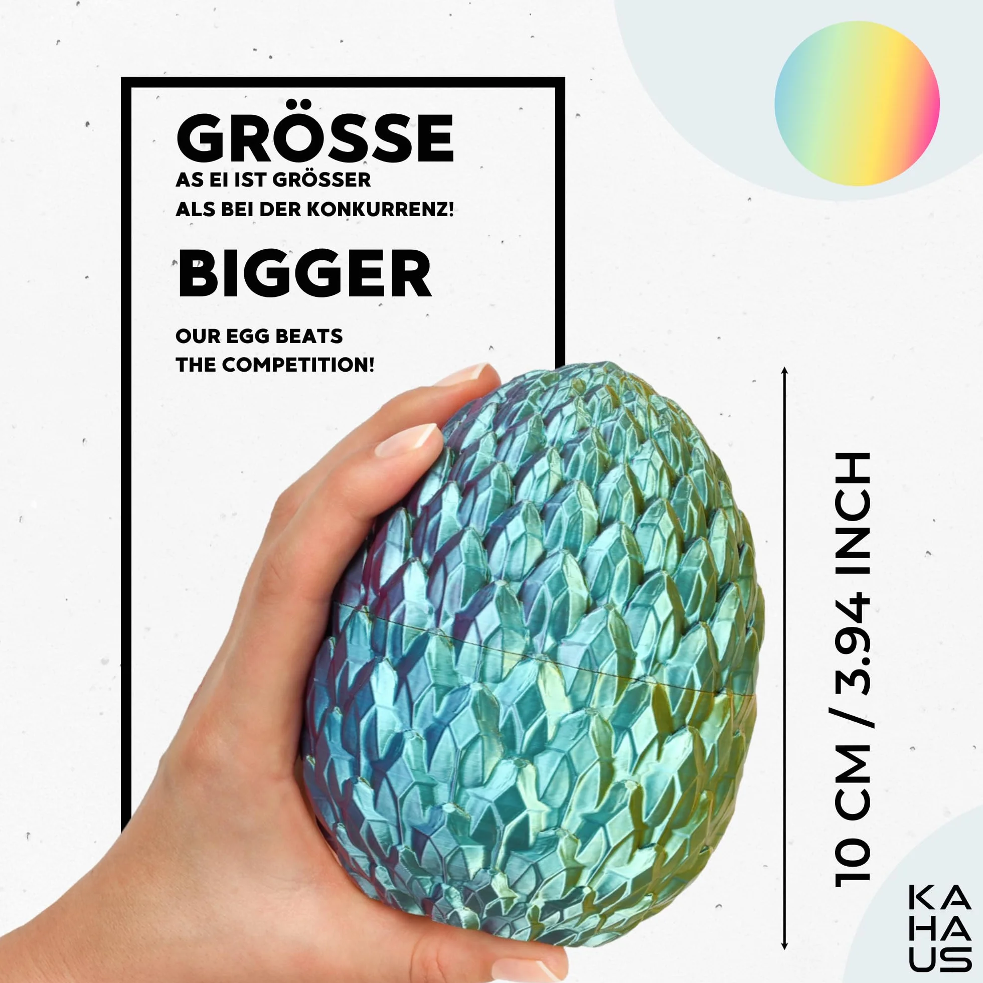 Smok 3D w jajku – jajko smoka ze smokiem, 30 cm, duże jajko 10 cm, wielokolorowy, wykluwający się smok niespodzianka w kolorze czerwono-żółto-zielonym, ruchoma zabawka fantasy i figurka kolekcjonerska