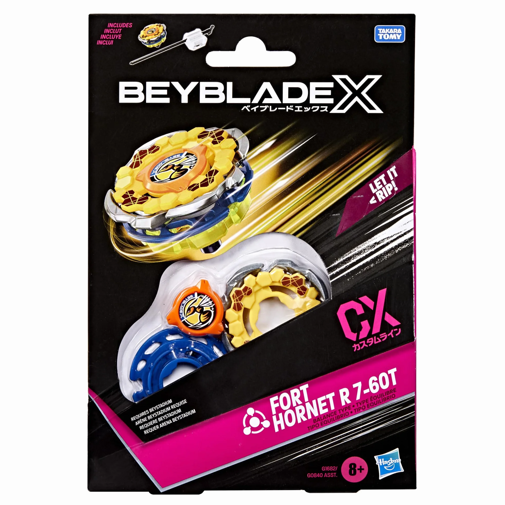 Pakiet startowy Beyblade X Fort Hornet R 7-60T CX, bączek i wyrzutnia