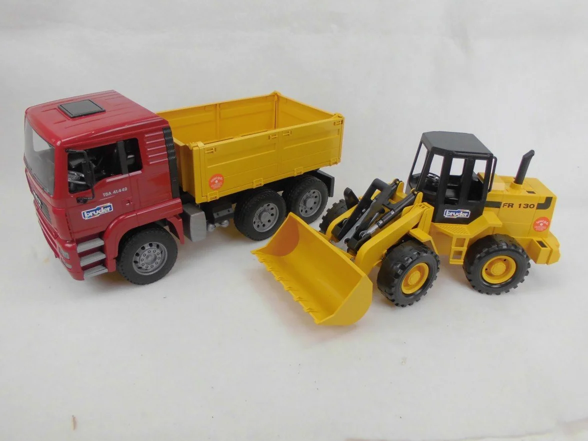 bruder 02752 - Man TGA Wywrotka z przegubową ładowarką kołową FR130 - 1:16 Pojazd, Ciężarówka, Wywrotka, Ładowarka kołowa, Ładowarka, Pojazd budowlany, Plac budowy