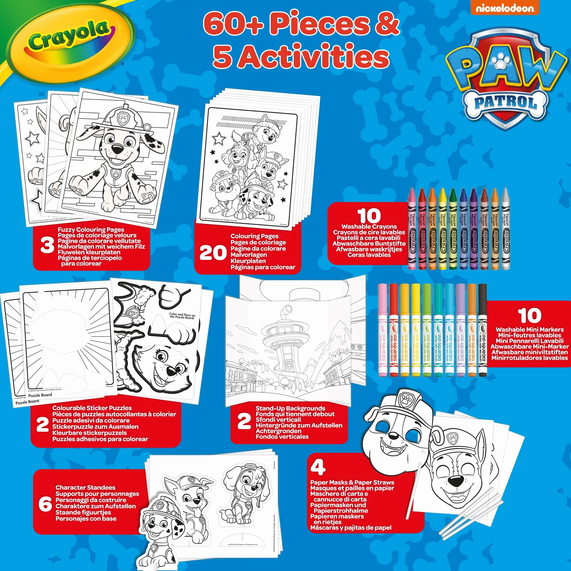 CRAYOLA - Kreatywny zestaw Psi Patrol, z kolorowankami, markerami, kredkami woskowymi, 60 sztuk, prezent dla dzieci i dziewcząt, od 4 lat, 04-2940