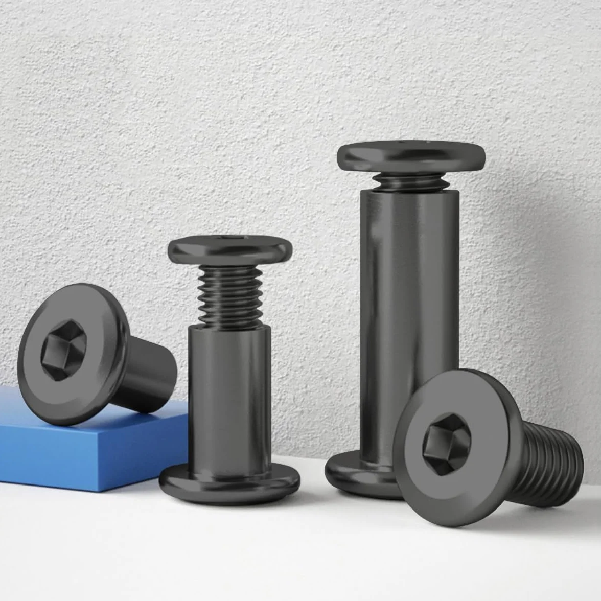Drenky 10 sztuk M5 x 12 mm wkręty łączące stal nierdzewna A2 V2A złącza szafkowe wkręty tulejowe z gniazdem sześciokątnym, Czarny