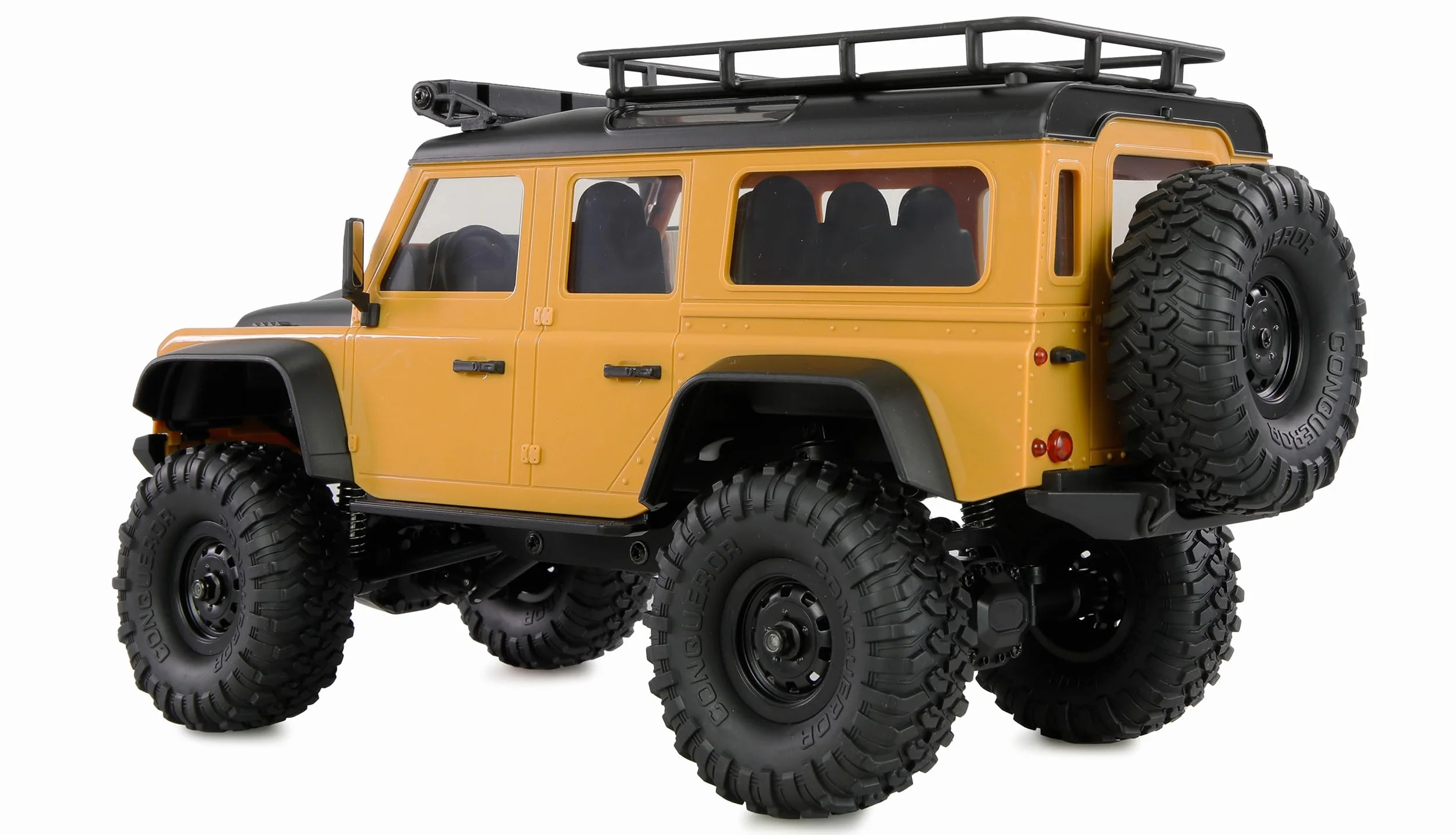 Amewi AMXRock Mini-D90 Scale Crawler 4WD 1:16 RTR żółty z pilotem zdalnego sterowania, akumulatorem, kablem do ładowania