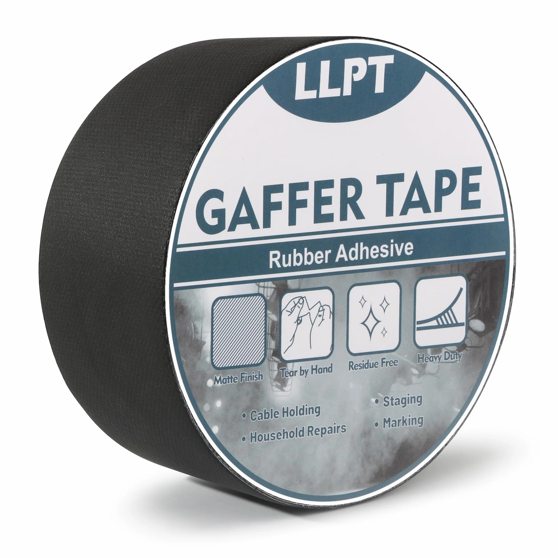 LLPT Taśma Gaffers PGT51BK profesjonalna klasa, czarna, 50 mm x 15 m, matowa, nieodblaskowa, łatwa do rozdarcia, odporna na uszkodzenia, wytrzymała, do fotografowania sznurków