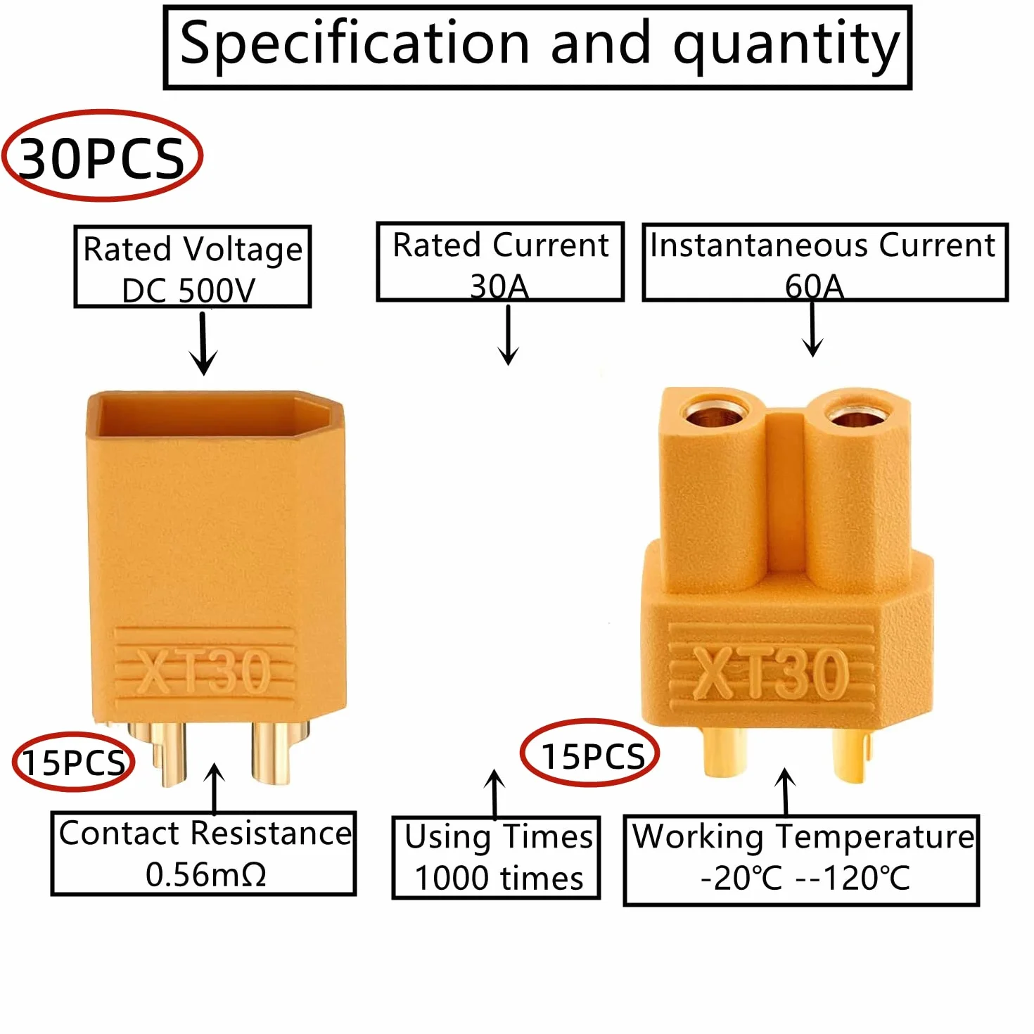 HUAZIZ 15 par XT30 Connector XT30 męski żeński wtyk wysokiego prądu do akumulatora RC Lipo