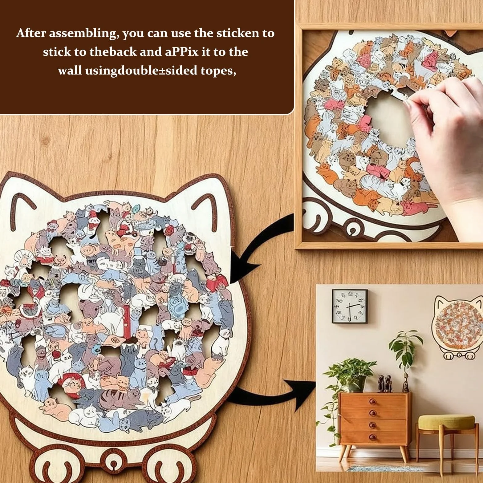 135 Sztuk Morandicolor Drewniane Puzzle W Kształcie Kota, Drewniane Puzzle W Kształcie Kota, Kreatywne Prezenty Dla Miłośników Kotów (A)