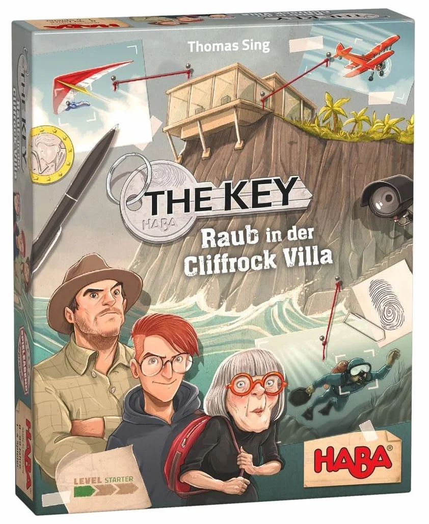 HABA 305543 The Key- Theft in Cliffrock Villa- An investigation game for 1 to 4 clever detectives ages 8 and up- English Instructions (Made in Germany)