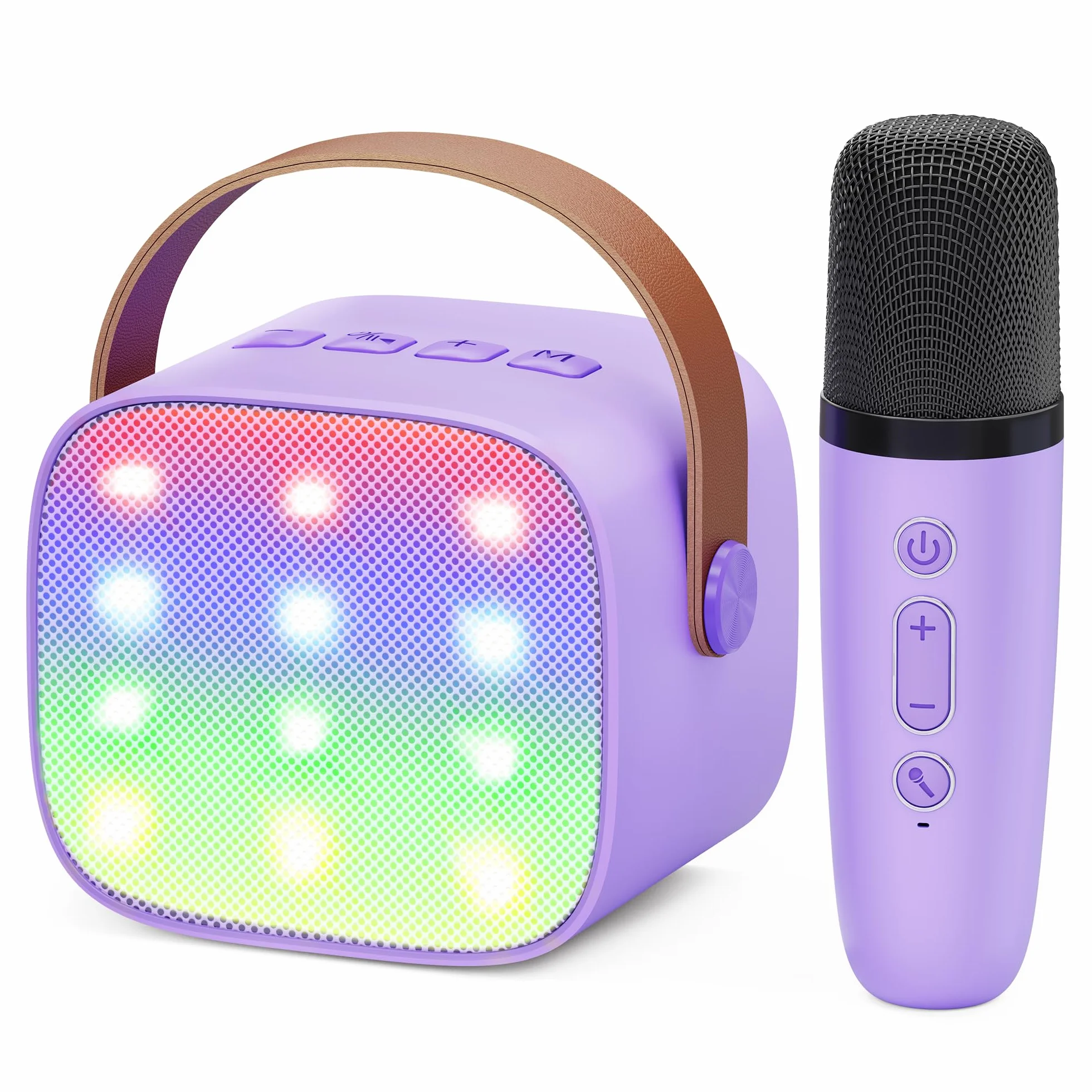 Ankuka urządzenie do karaoke z 1 mikrofonem bezprzewodowym dla dzieci, przenośny zestaw Bluetooth KTV, głośnik z efektami zmiany głosu i diodami LED, dla chłopców i dziewczynek, prezent na imprezę