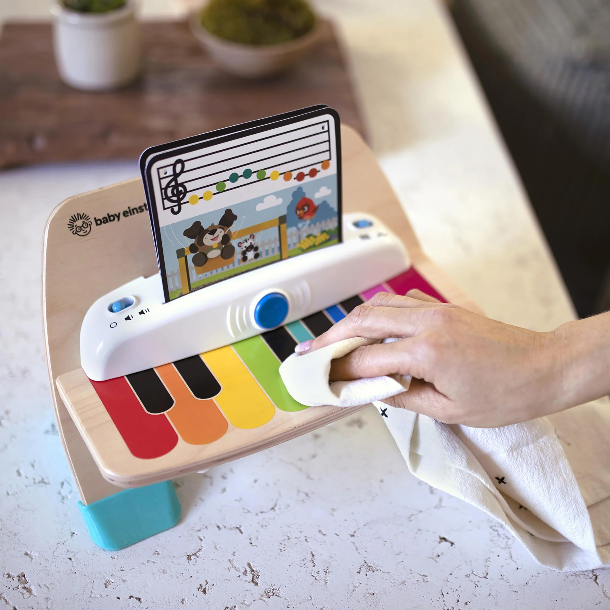 Baby Einstein Hape Magic Touch Piano Wooden Musical Toy Instruments for Toddlers, 2 Play Modes, 6 Songs, Volume Control, Age 6 Months +