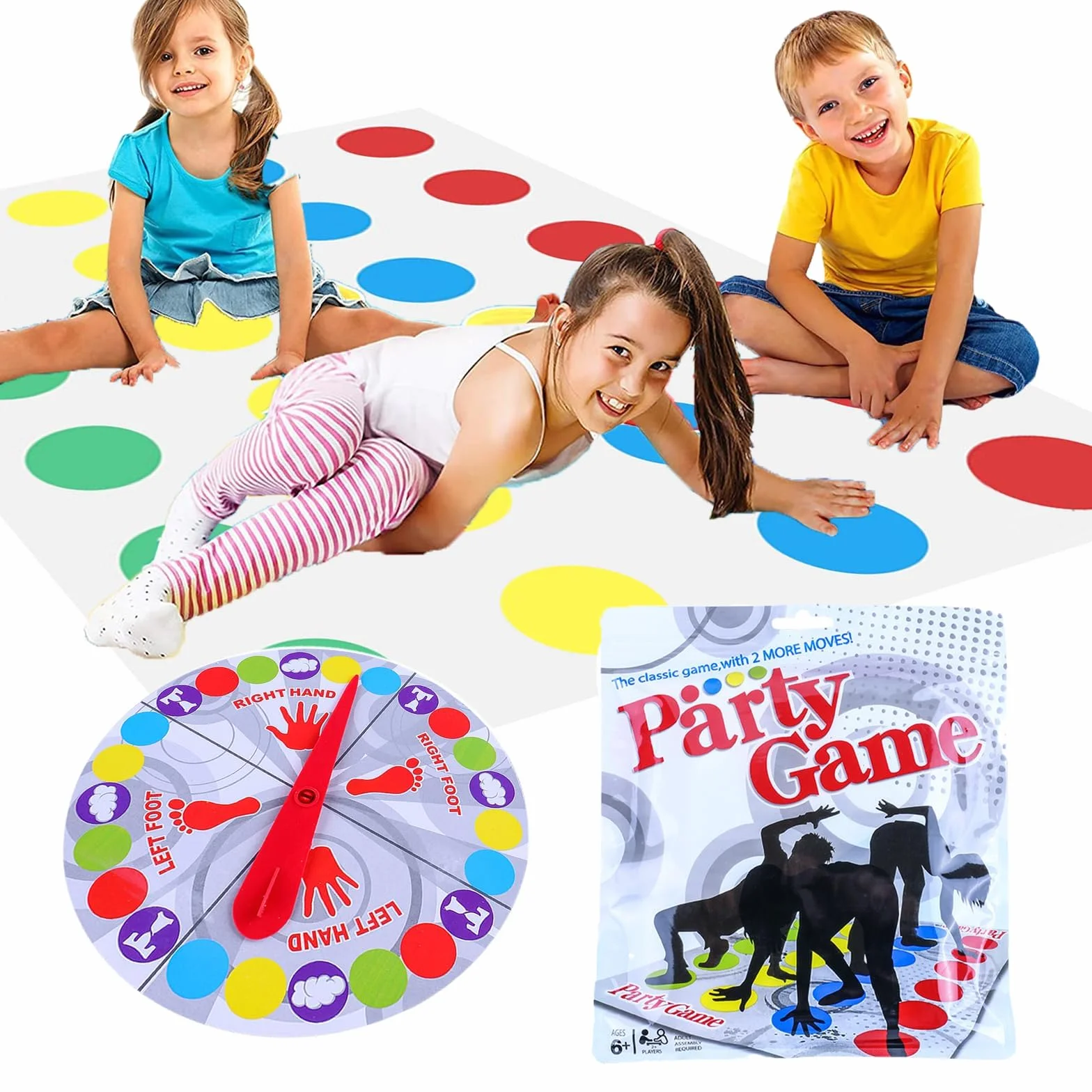 Lithyc Zabawna gra Twister – gra Twister dla dzieci od 6 lat – gra Twister dla 2 graczy i więcej – interaktywna zabawa dla rodziny