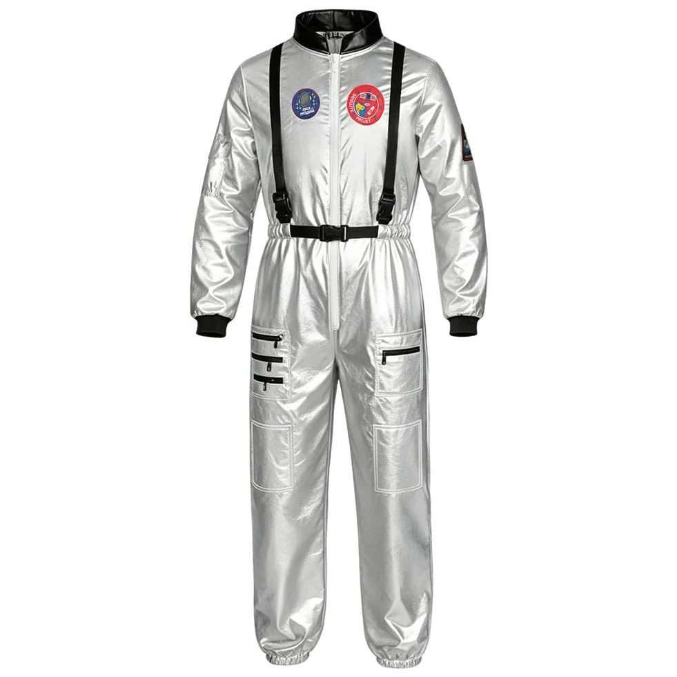 Kostium astronauta dla dzieci srebrny kosmiczny na karnawał Halloween Cosplay 3-12 lat