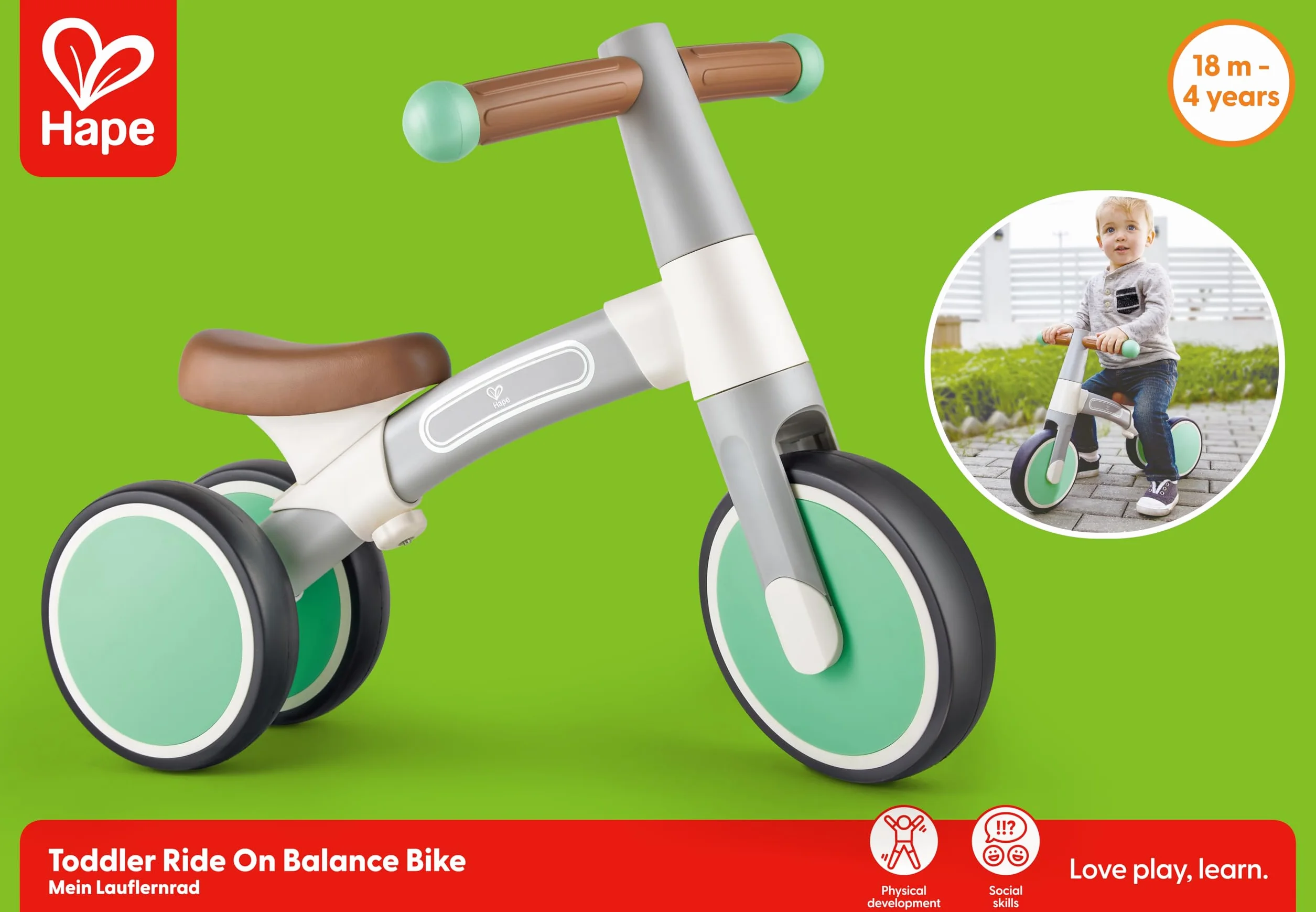 Balance Bike, Green, Made of Aluminium, Hape My First Balance Bike. 12 months +