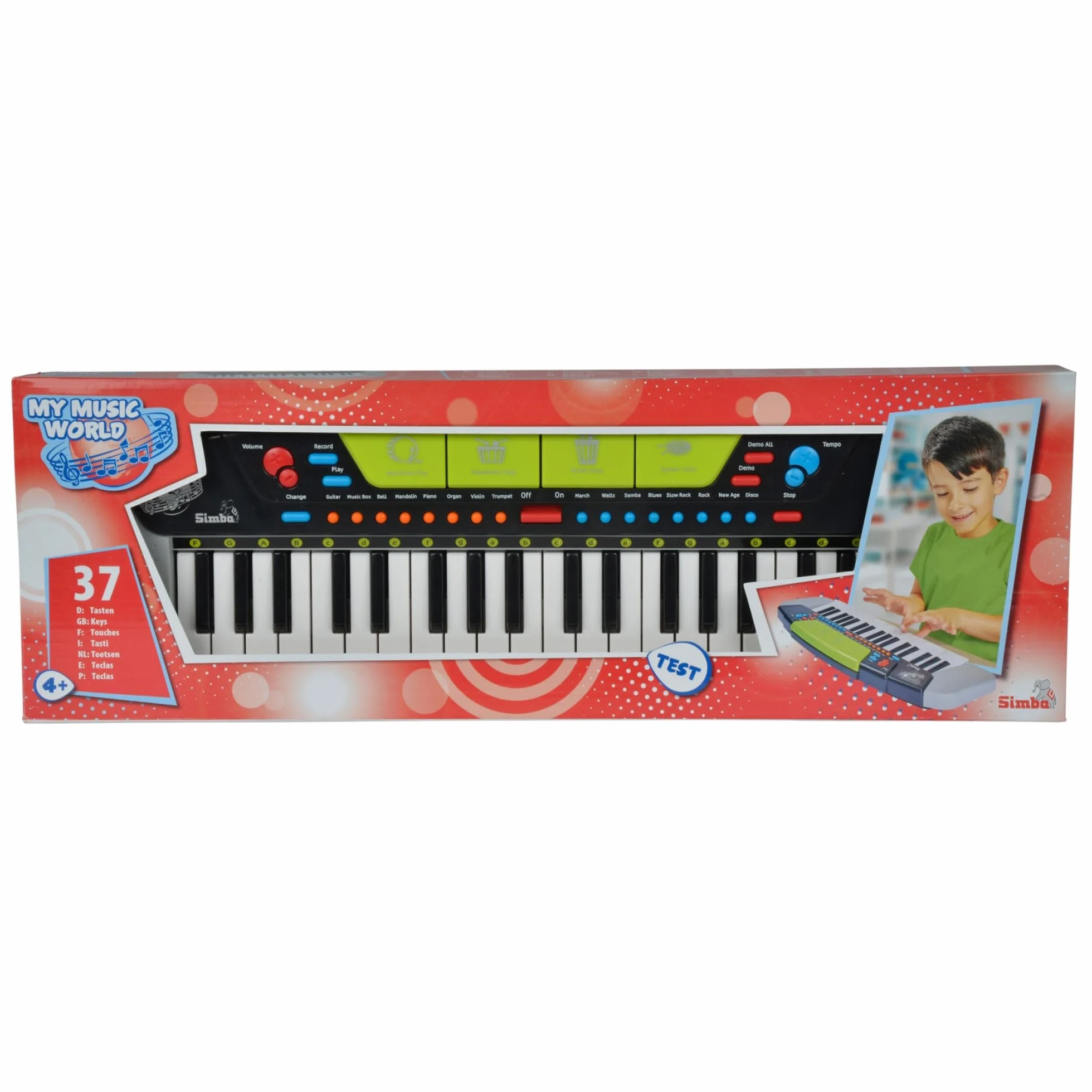 My Music World 106835366 Keyboard z 37 klawiszami, 8 melodii demo, 6 rytmów, regulacja głośności, 54x17cm