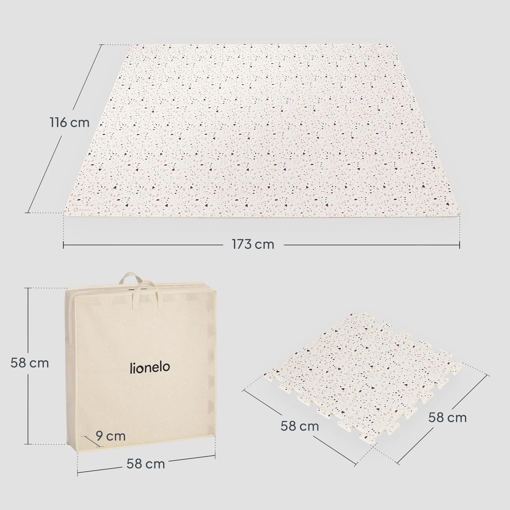 Lionelo Yoka Mata Puzzle Piankowa XPE Dwustronna Antypoślizgowa 6 Elementów Grubość 1,5 cm Wiek 0+ XXL