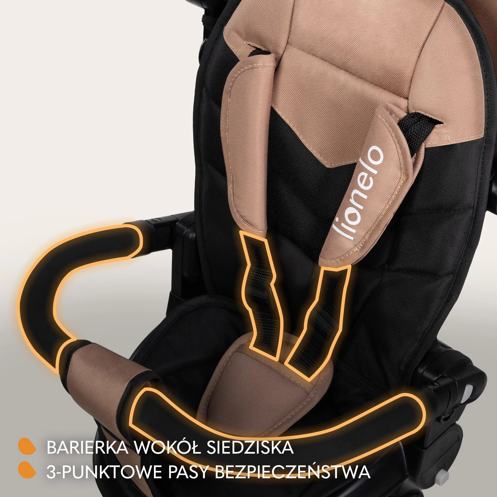 LIONELO Tris Plus Wielofunkcyjny Rowerek Trójkołowy od 9 miesięcy do 5 lat do 25 kg, Wózek Dziecięcy, Duże Koła PU Obrotowe Siedzisko 360° Regulacja Oparcia Montaż bez Narzędzi (Beżowy)
