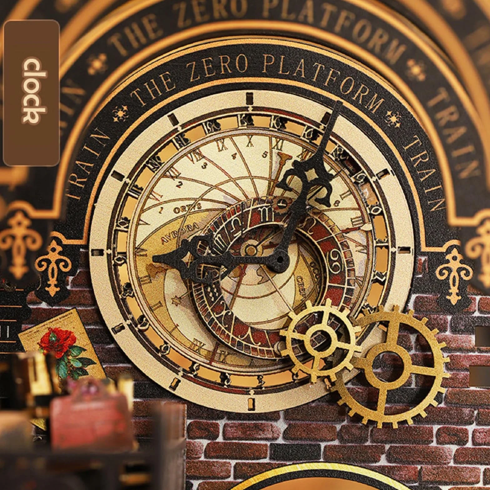 Drewniany zestaw kącika książek 3D puzzle podpórka na książki z LED miniaturowy domek steampunk