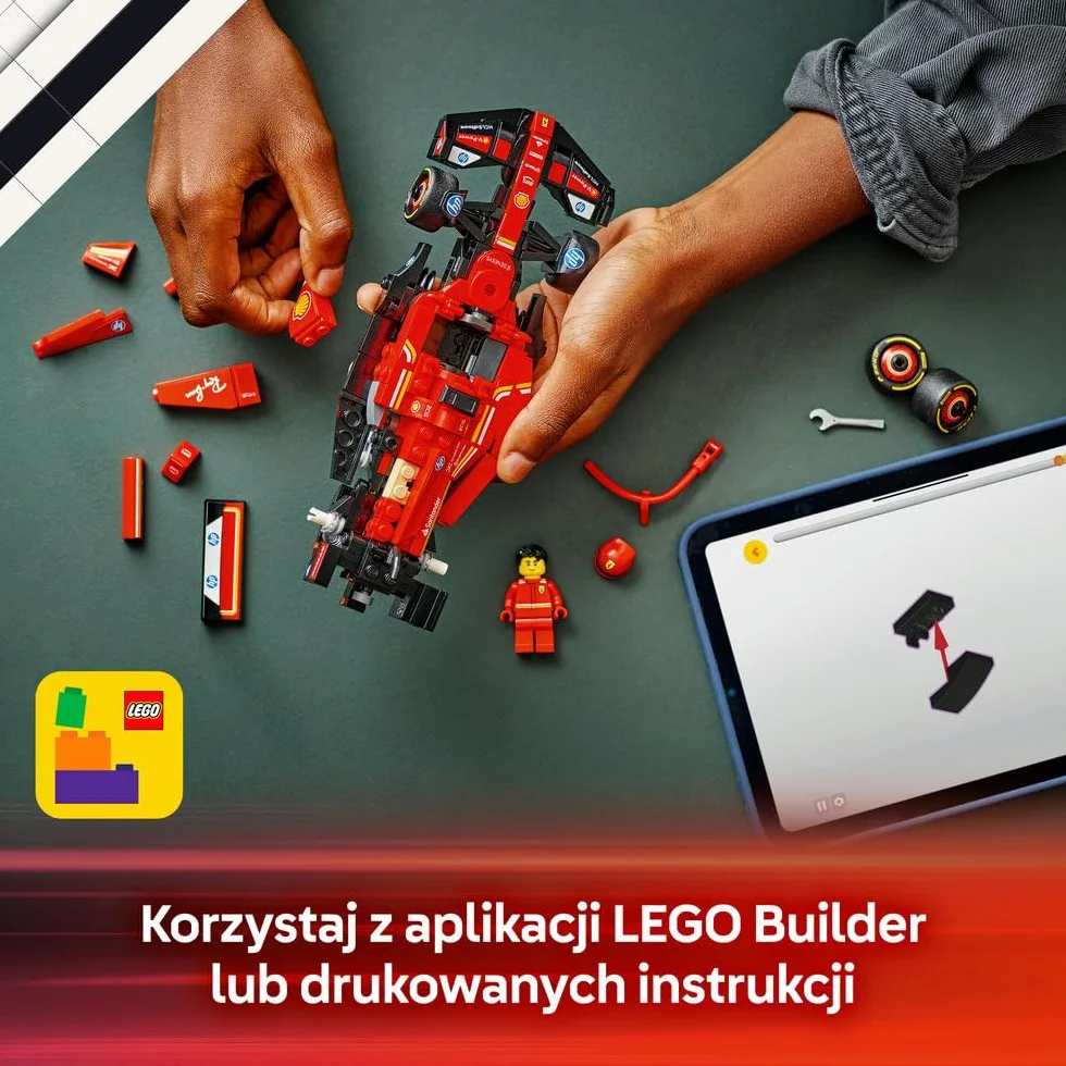 LEGO Speed Champions Bolid F1 Ferrari SF-24, Model Pojazdu, Zabawka dla Dziecka do Zbudowania, Zestaw Konstrukcyjny z Minifigurką Kierowcy, Pomysł na Prezent dla 10-latka, Chłopca i Dziewczynki 77242