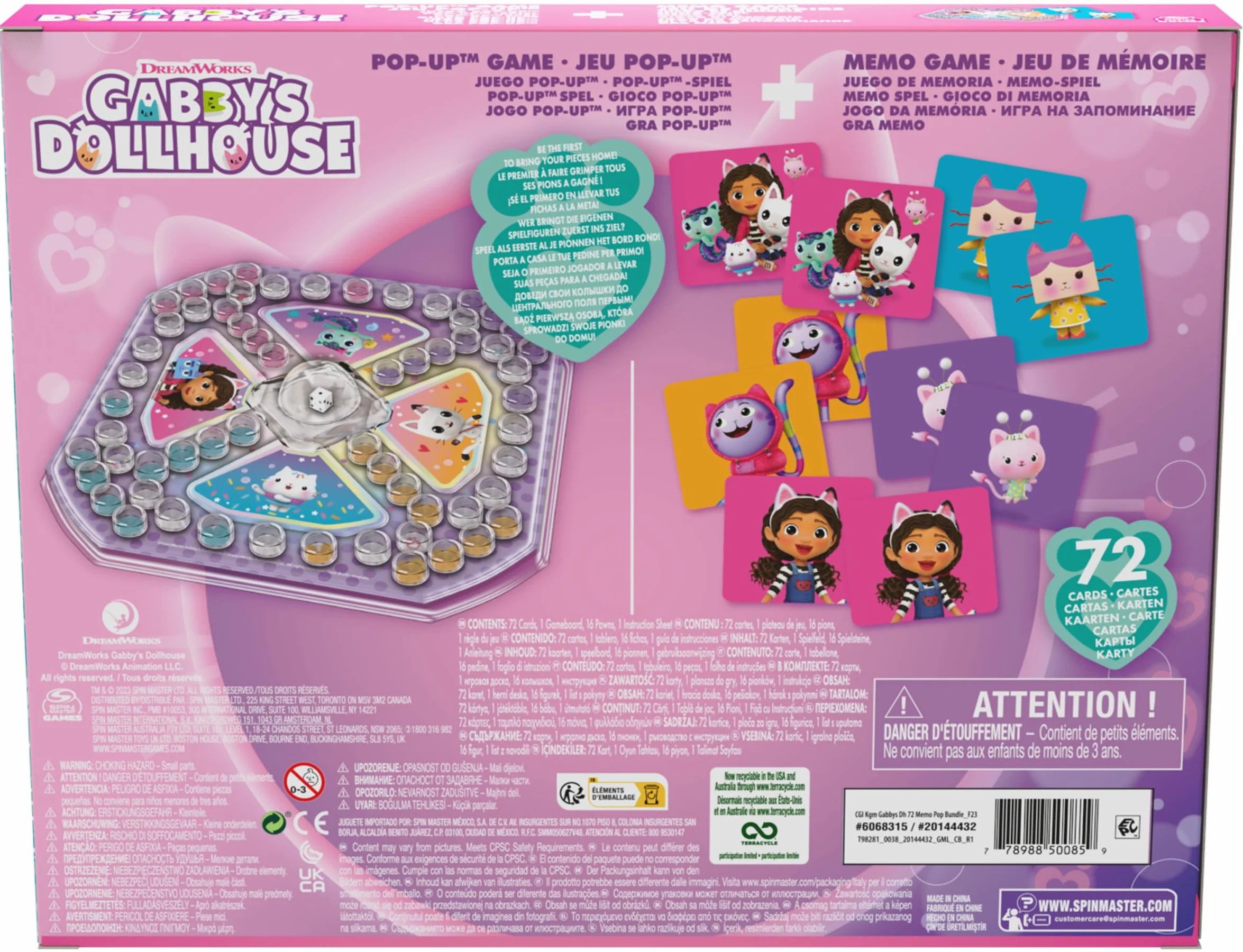 Gabby's Dollhouse Sorry Pop Up i Memo gra zestaw 2 gry, 72 karty, od 4 lat