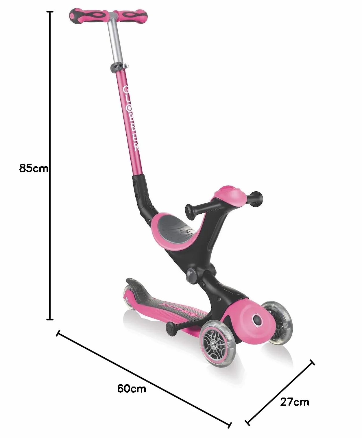 Globber GO•UP Deluxe 3-kołowa hulajnoga skalowalna z siedziskiem dla dzieci od 15 m+ do 6 lat