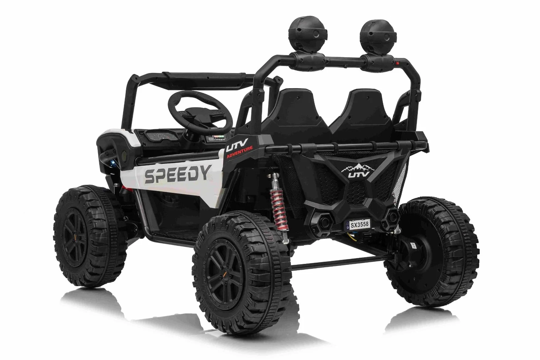 T-REX Ride 4x4 elektryczny samochód dla dzieci, 24 V, 24 V, biały, odtwarzacz MP3 z wejściem USB/AUX, 4 x 4, akumulator litowy, zawieszenie, pilot zdalnego sterowania, oświetlenie LED