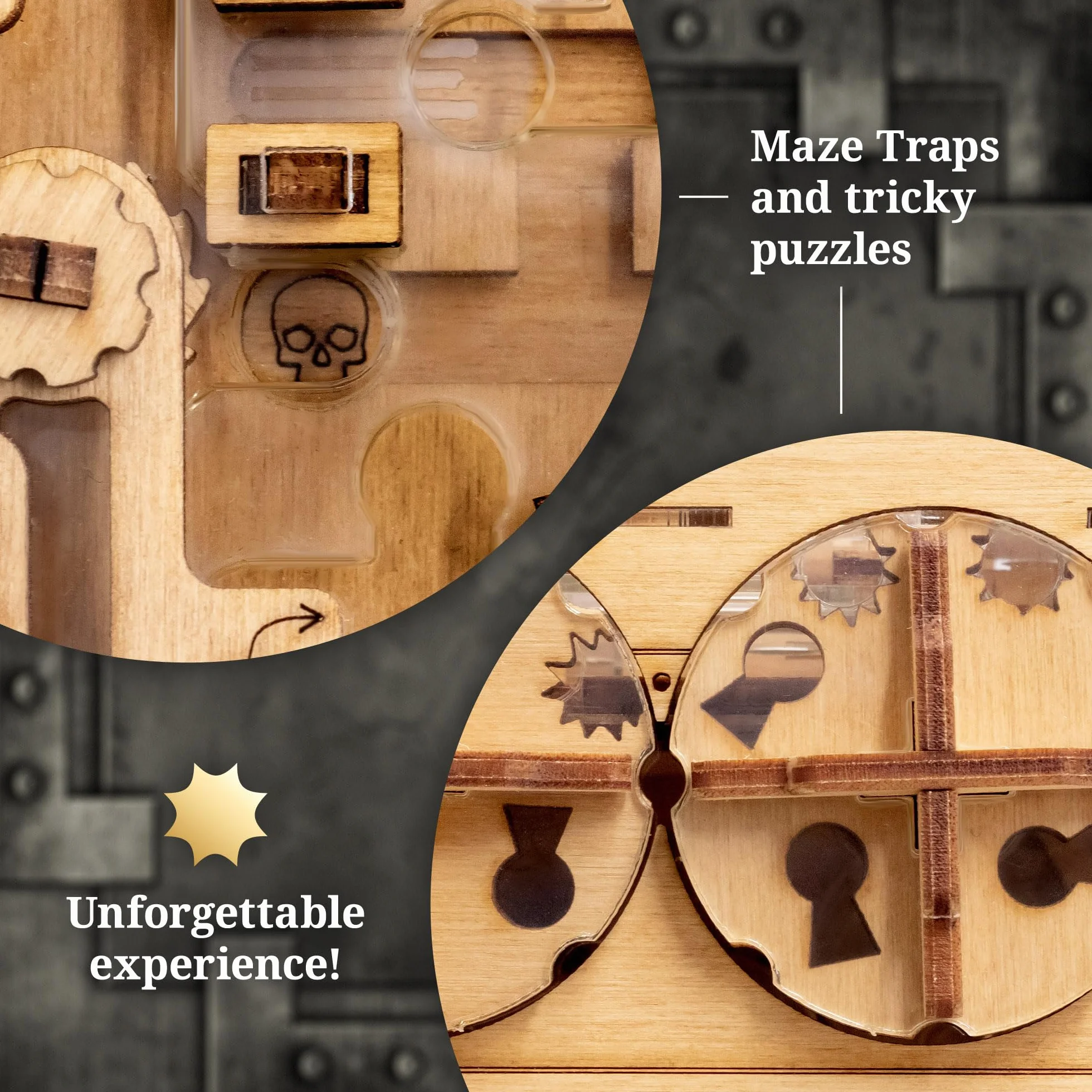 iDventure Amazeing Safe - skarbonka w kształcie kulek, pudełko na prezent, skrzynia skarbów, drewniane puzzle 3D, sekwencyjne puzzle