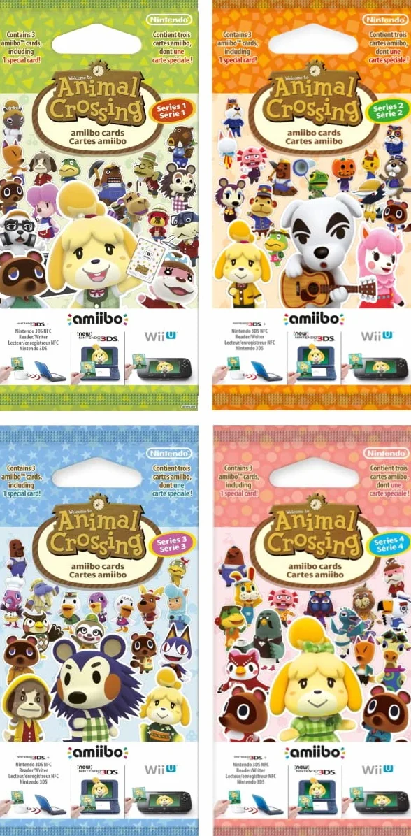 Nintendo Animal Crossing Amiibo karty - seria 1-4 - zestaw 4 sztuk - łącznie 12 kart