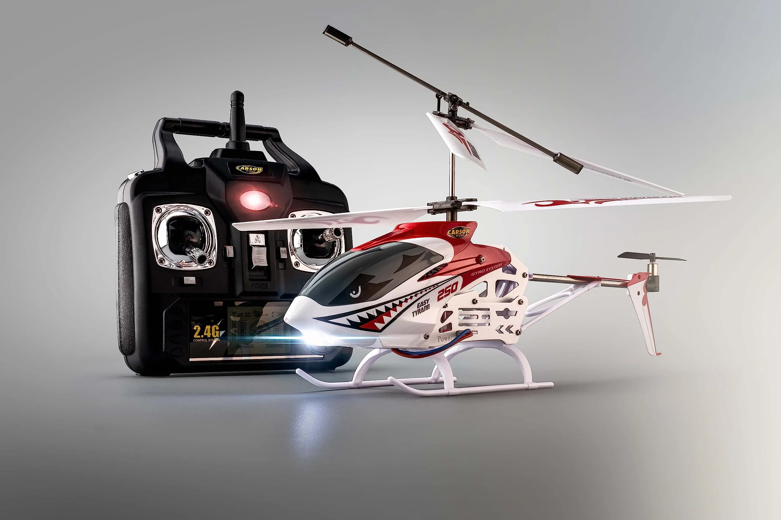 Carson 500507161 Easy Tyrann 250 czerwony – zdalnie sterowany helikopter, wytrzymały RTF (Ready to Fly) model dla początkujących, łącznie z bateriami, dla dzieci od 12 lat