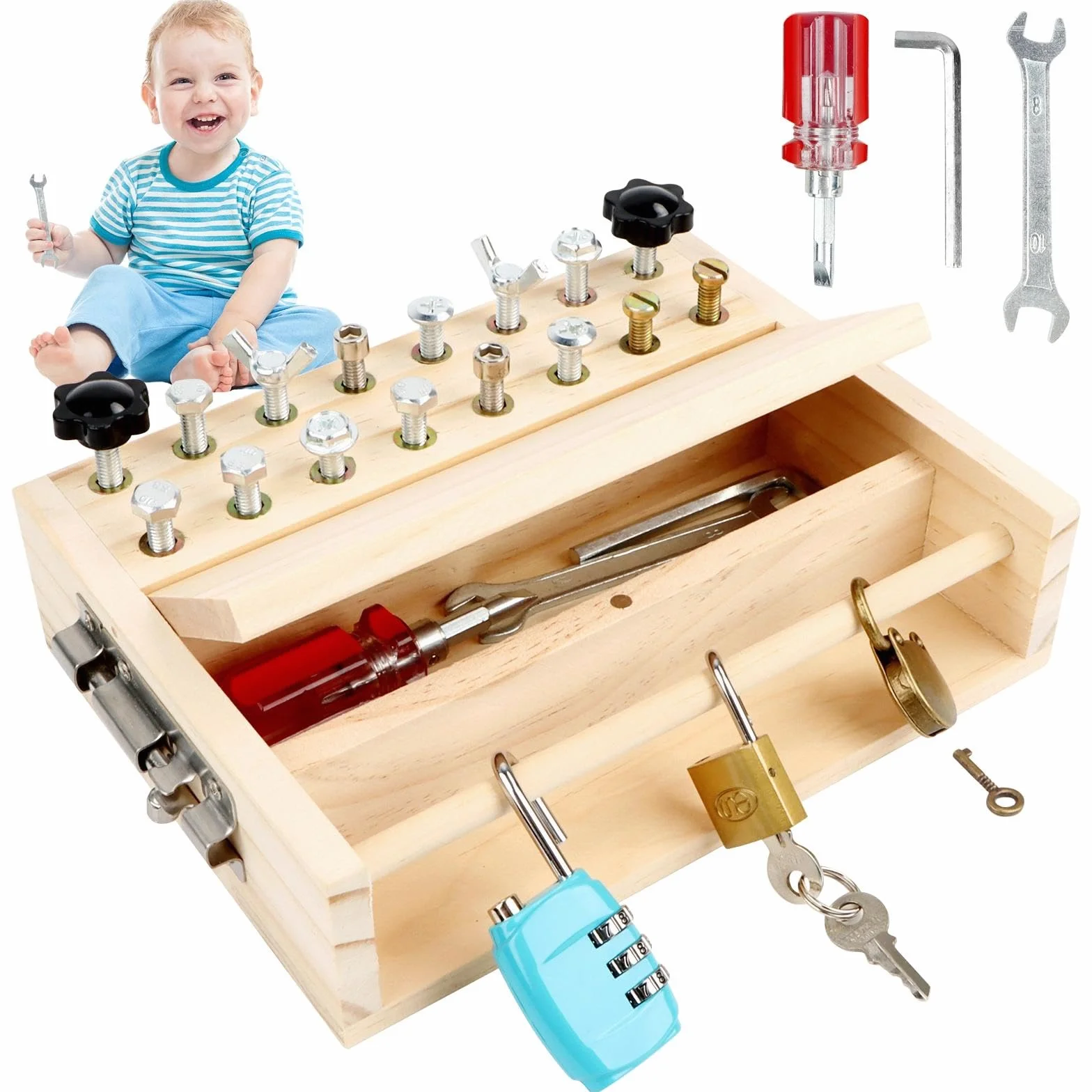 Montessori zestaw płyt z wkrętakami, drewniana deska do wkręcania, Busy Board drewniana zabawka, zabawka Montessori od 3 4 5 lat, zabawka motoryczna zabawka edukacyjna zabawka dla dzieci prezenty dla
