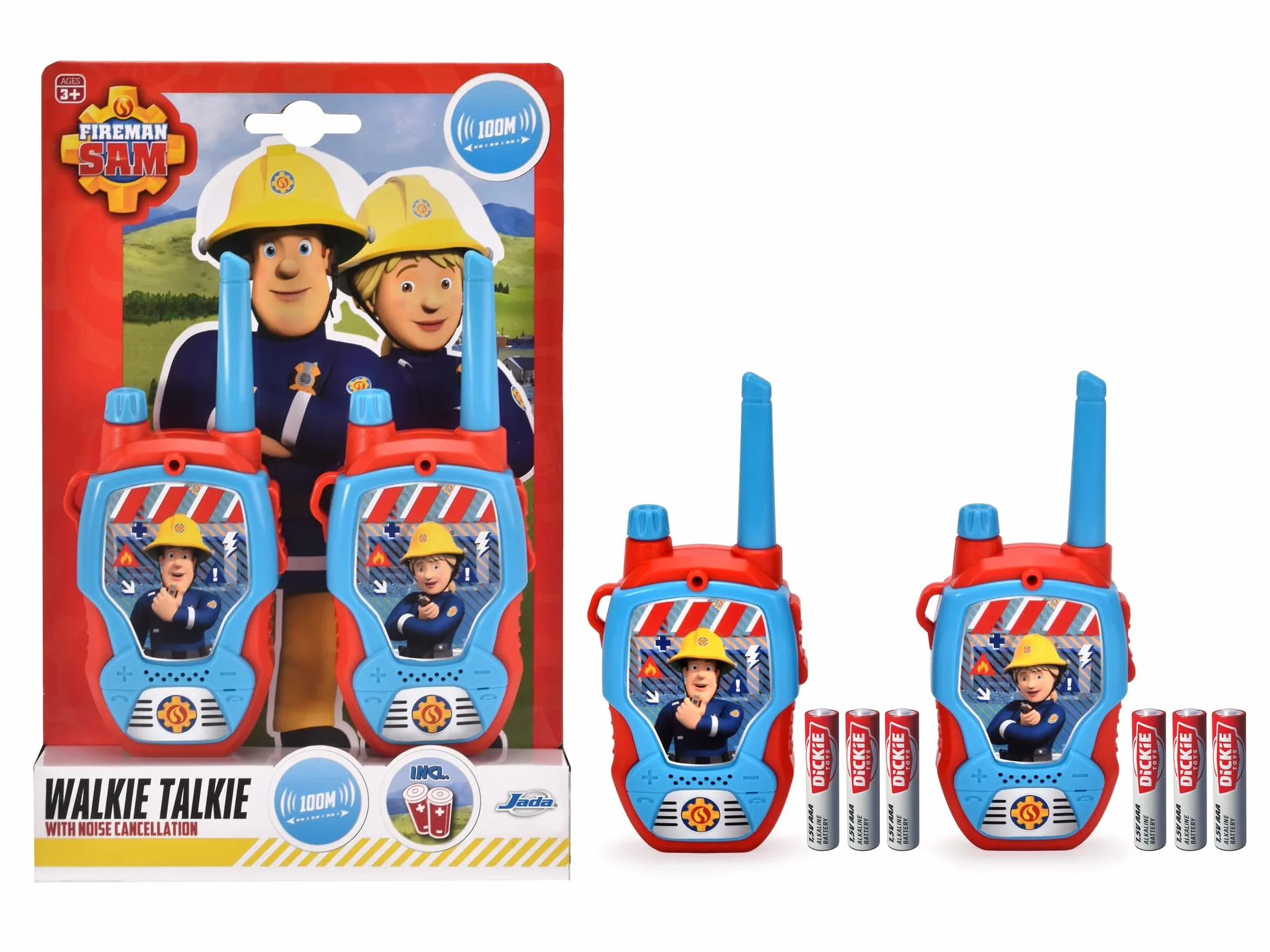 Dickie Toys Strażak Sam Walkie Talkies – 2 urządzenia radiowe, zaprojektowane specjalnie dla dzieci od 4 lat, zasięg do 100 m, zabawkowe radiotelefony
