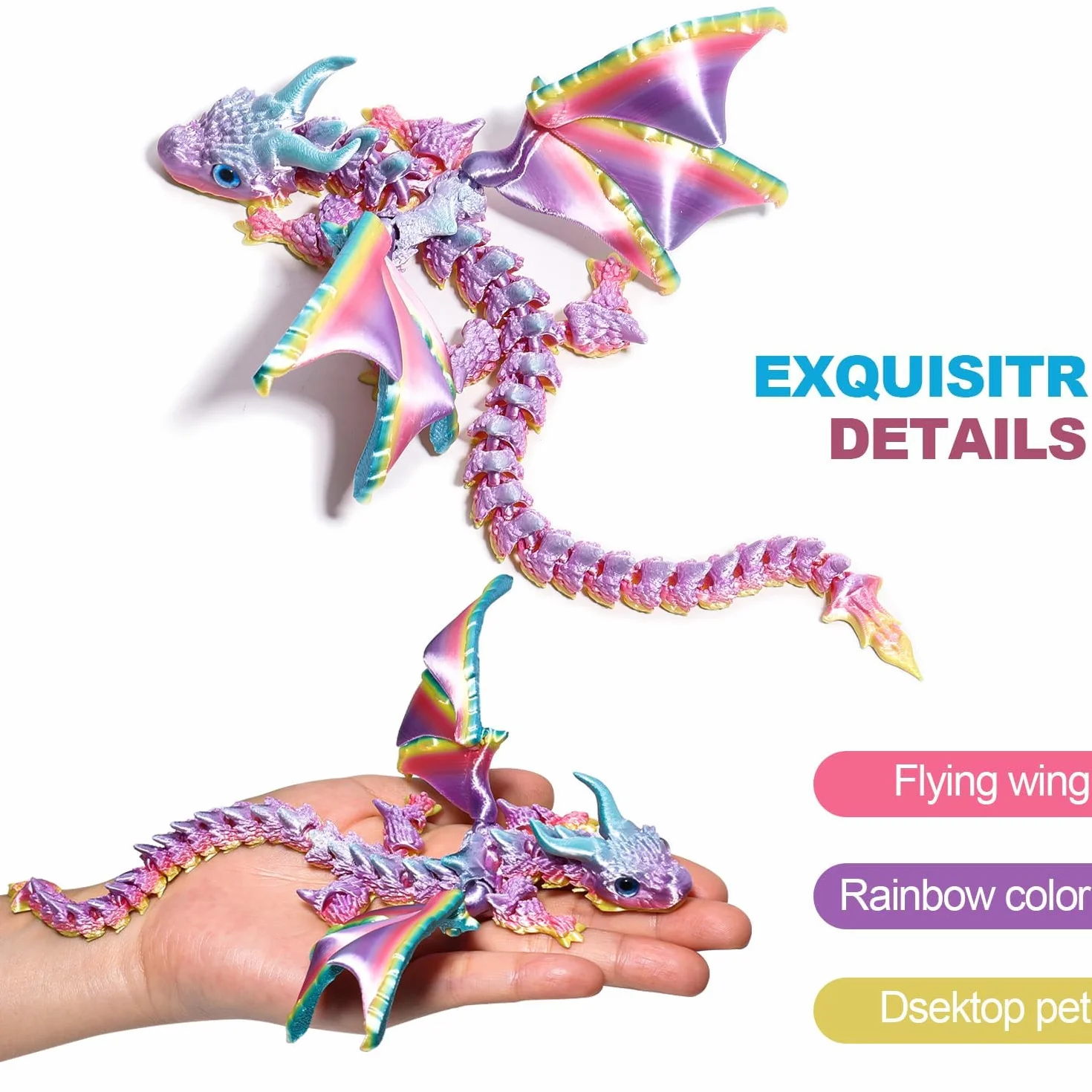 3D drukowane skrzydła przegubowy smok - Fidget spinner Flamewing, zabawka jak wytresować smoka, smok elastyczna zabawka z ruchomymi stawami, dekoracja domu i biura, prezent na Boże Narodzenie