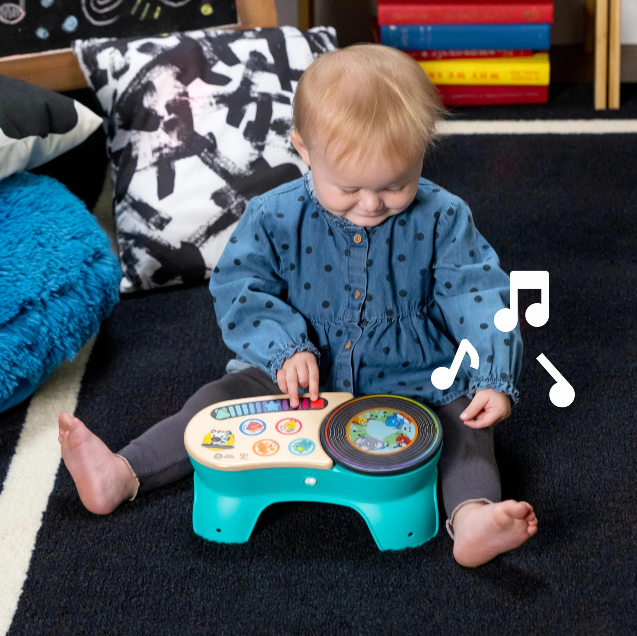 Baby Einstein Hape DJ Discovery gramofon zabawka muzyczna dla niemowląt 50+ dźwięków melodii dotyk