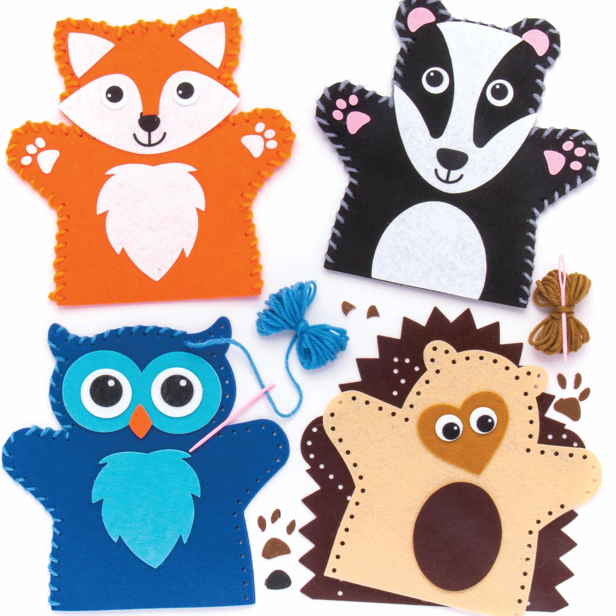 Baker Ross Zestaw do Szycia Lalek Woodland Animal Wełna Wielokolorowy 3 Sztuki