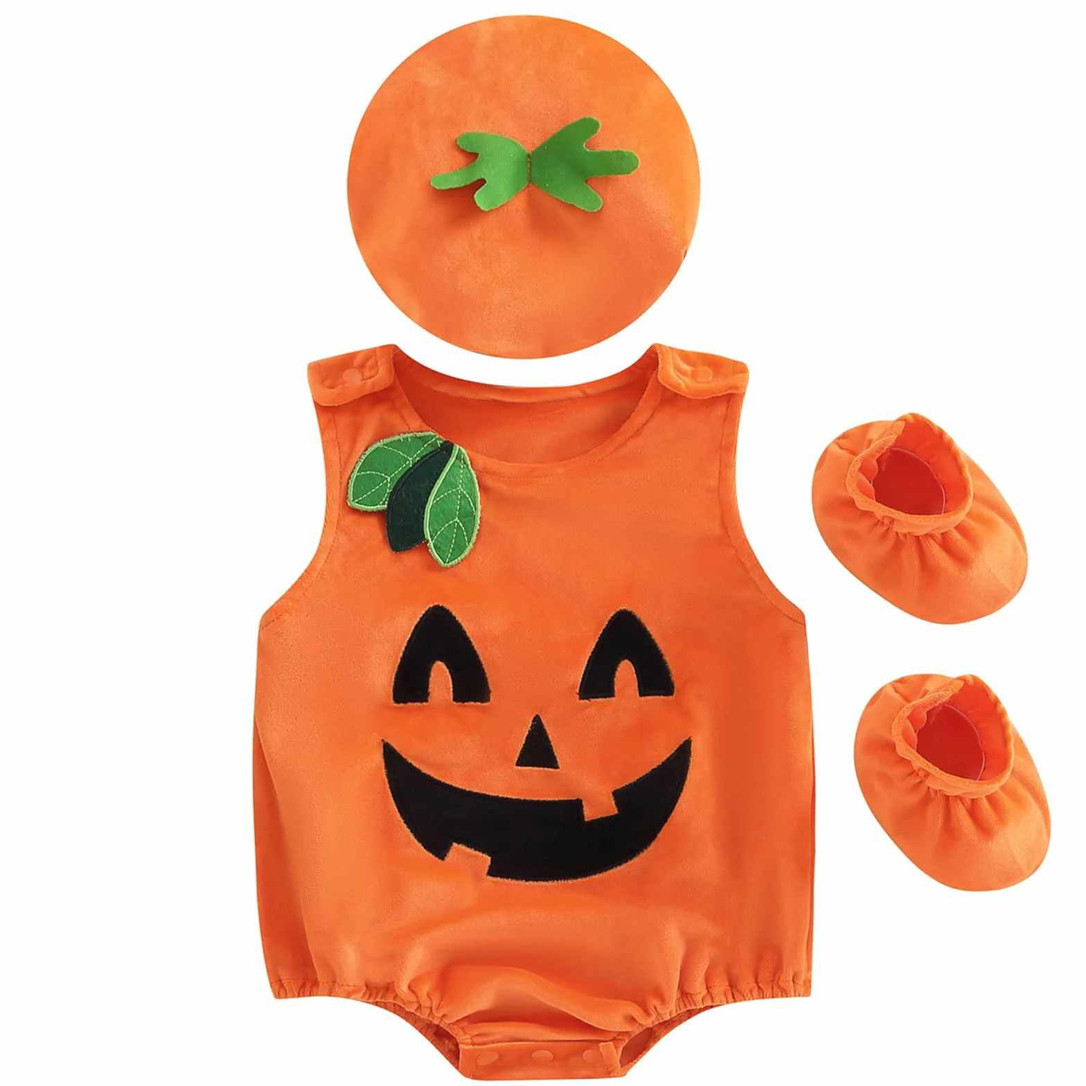 Hifot Kostium dyni dla dzieci, kostium dyni z kapeluszami i butami na Halloween, kostium dziewczęcy i chłopcy, kostium karnawałowy dla niemowląt