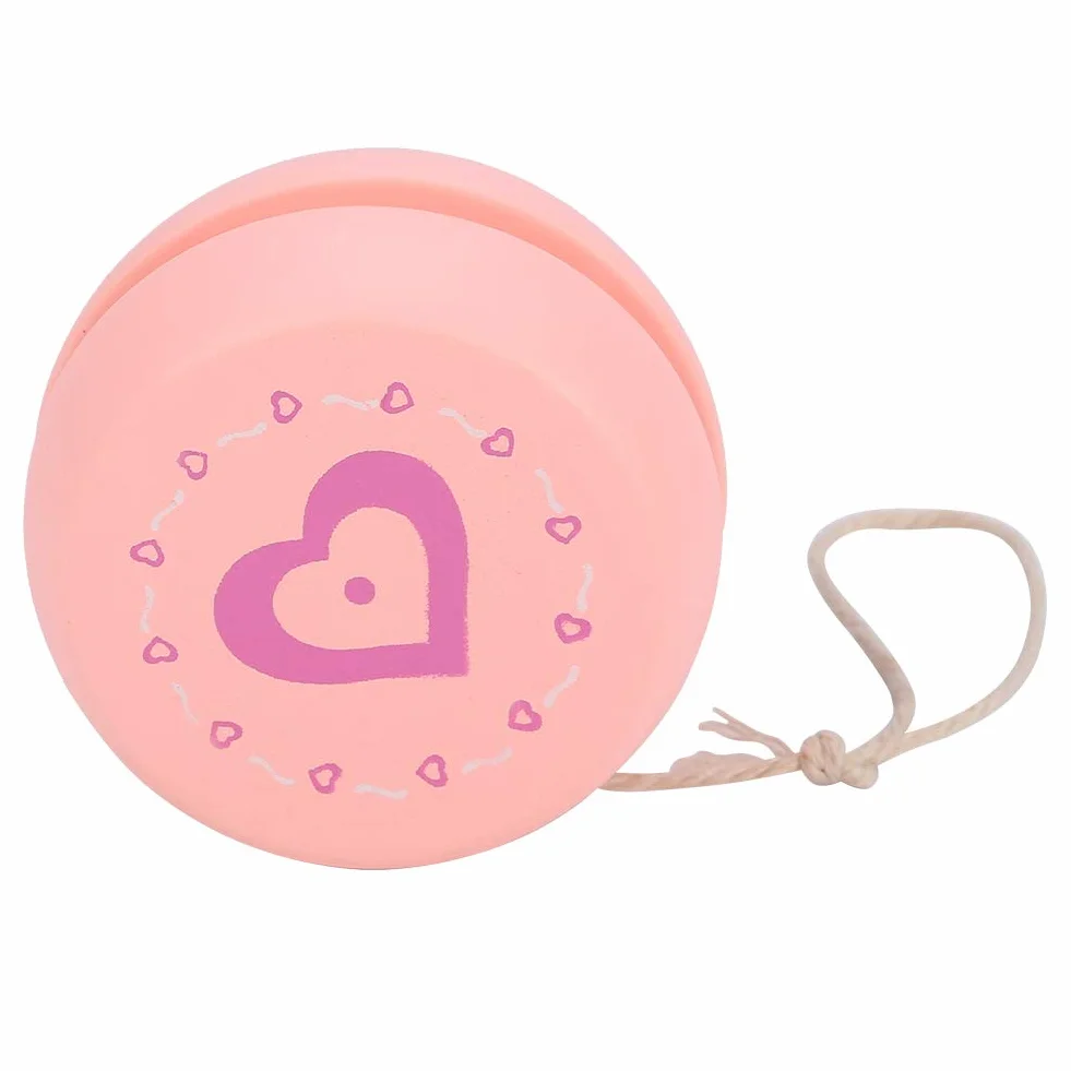Zerodis urocza magiczna zabawka reagująca z drewna Yo-Yo początek edukacji zabawka z kreskówkowym wzorem dla dzieci (Pink)