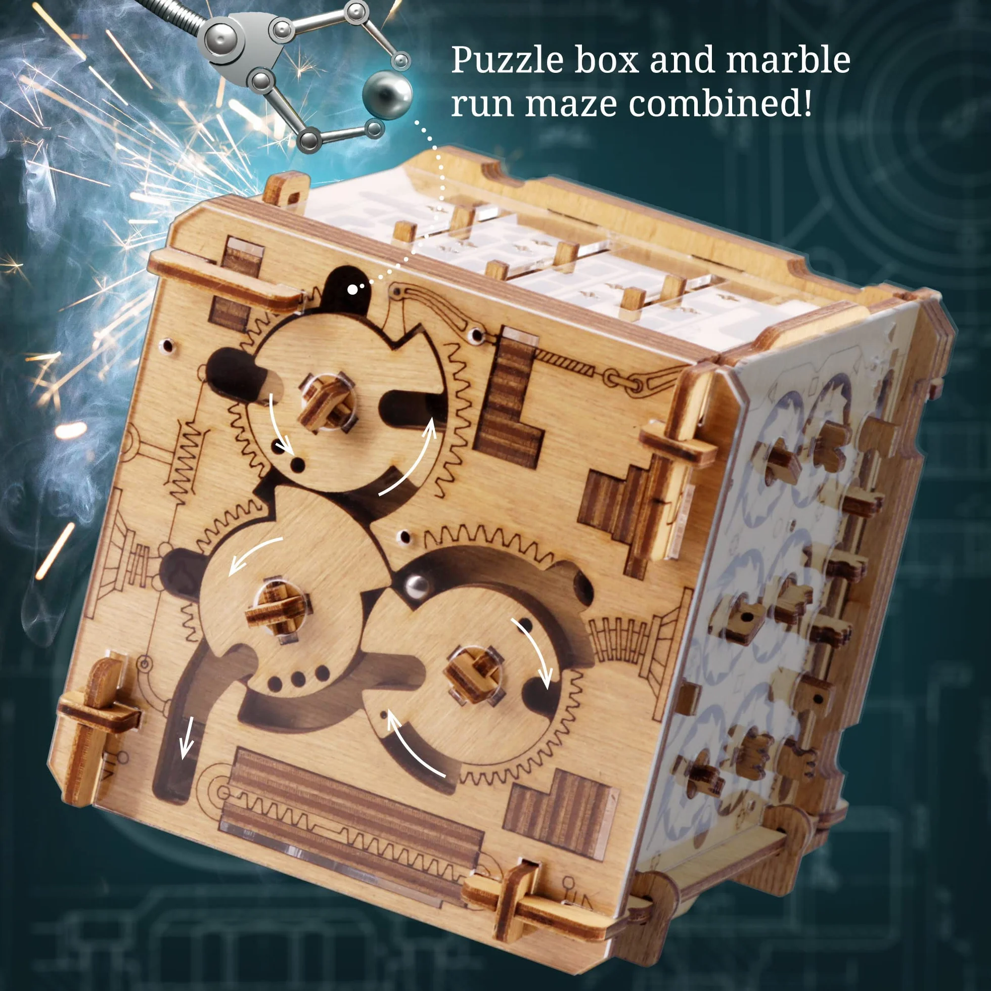 iDventure Cluebox - Cambridge Labirynt - gra Escape Room - drewniane puzzle 3D - prezent pieniężny - puzzle IQ - pudełko z puzzlami i prezent urodzinowy dla dorosłych - gadżet dla mężczyzn - gra