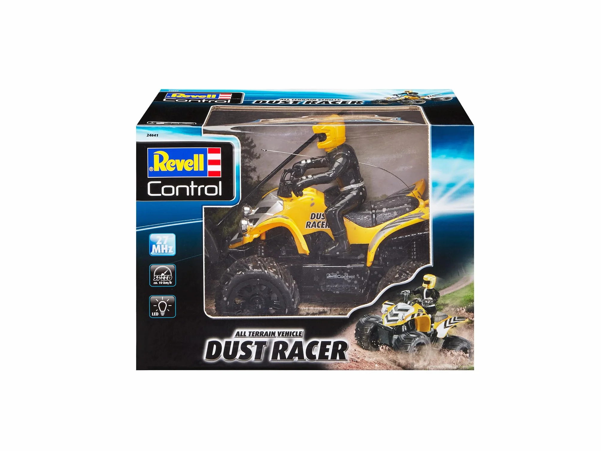 Revell Control Quadbike New Dust Racer I skala 1:10, idealny dla entuzjastów wyścigów od 8 lat, duże opony, zdalne sterowanie MHz, do użytku wewnątrz i na zewnątrz, zdalnie sterowany quad